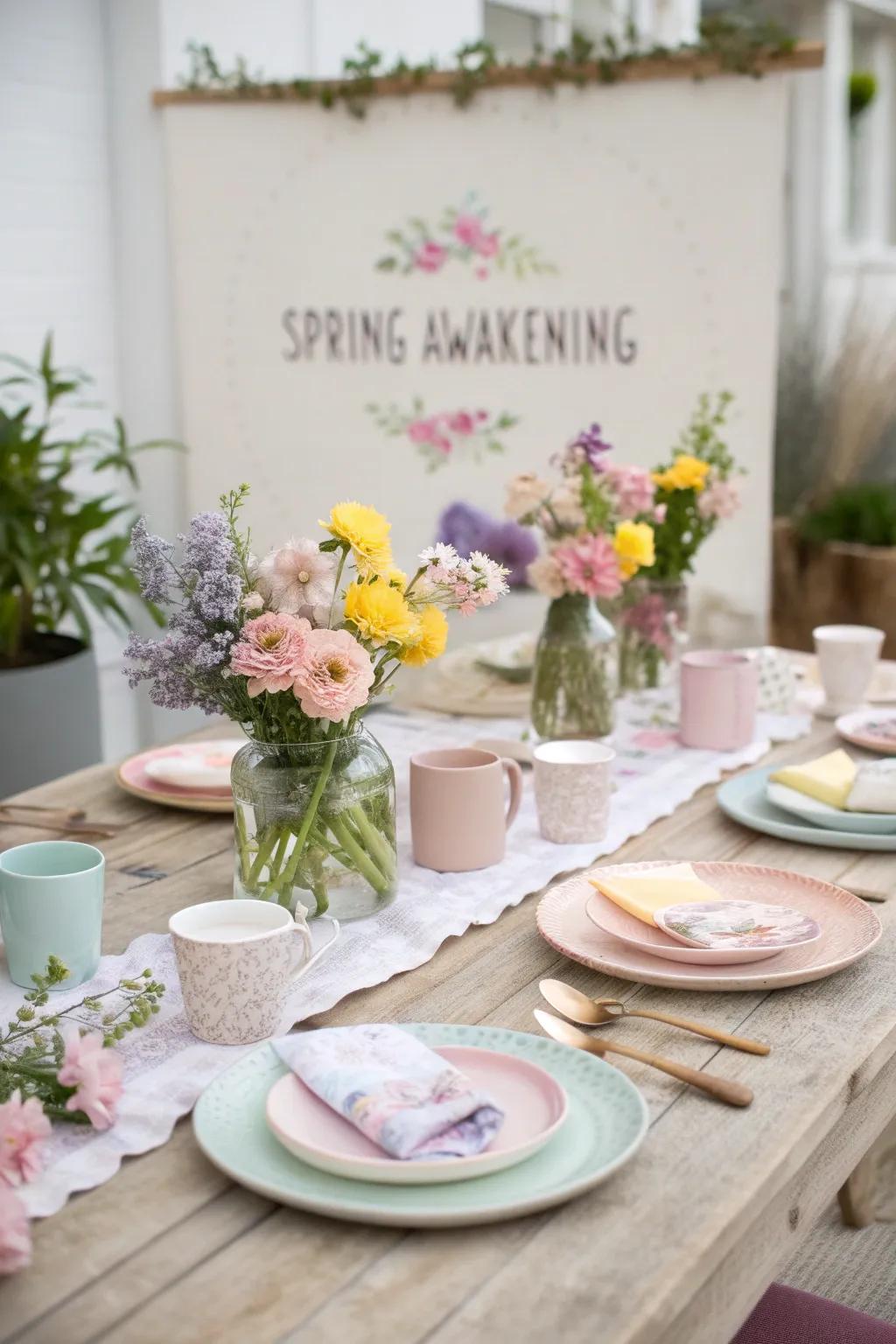 Themed brunch table setting for a cohesive look.