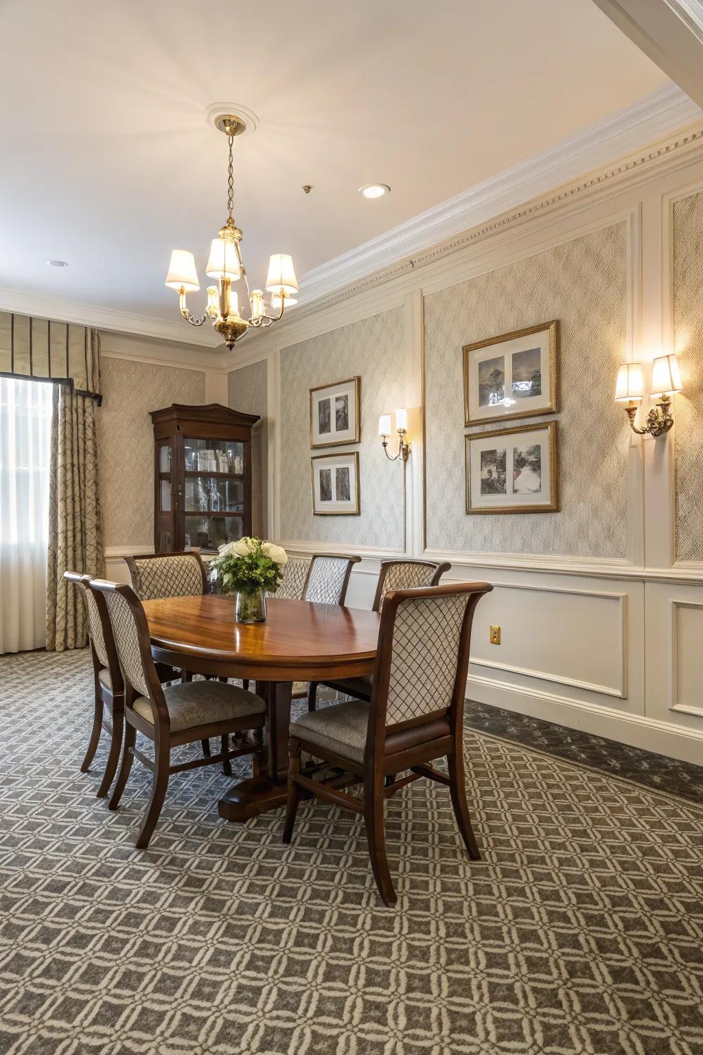 Monochrome carpets provide a sleek and unified look.