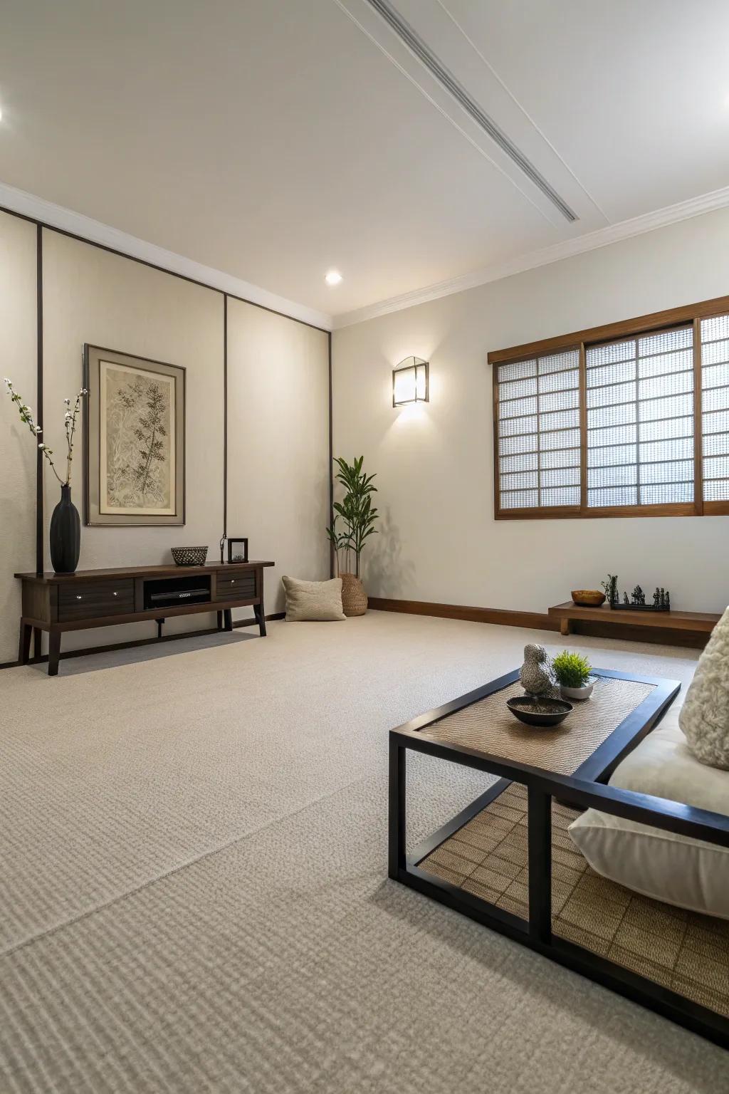 Minimalist carpets enhance modern interiors with simplicity.