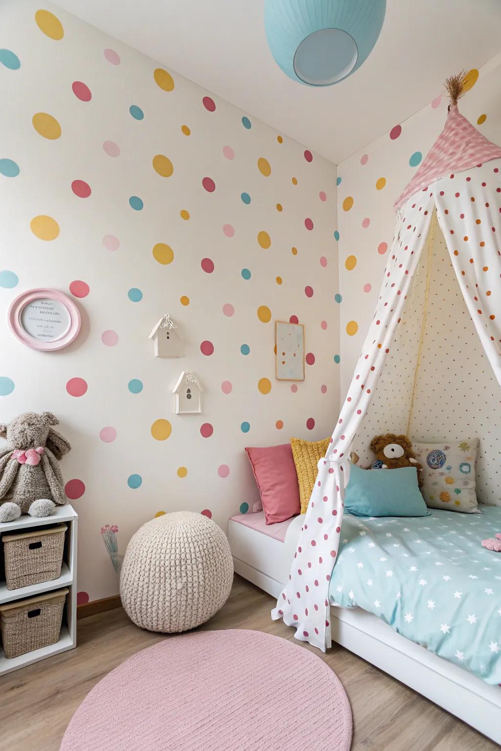 Polka dots add a playful and timeless charm to interiors.