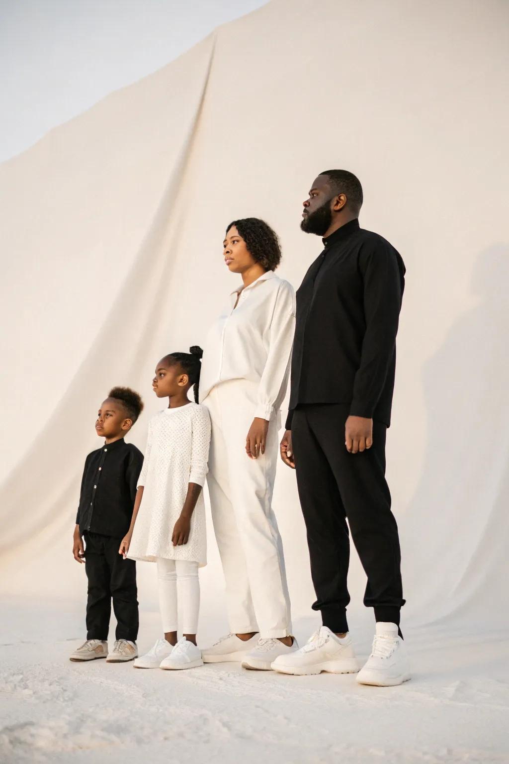 Minimalist style highlights the family's personality without distractions.