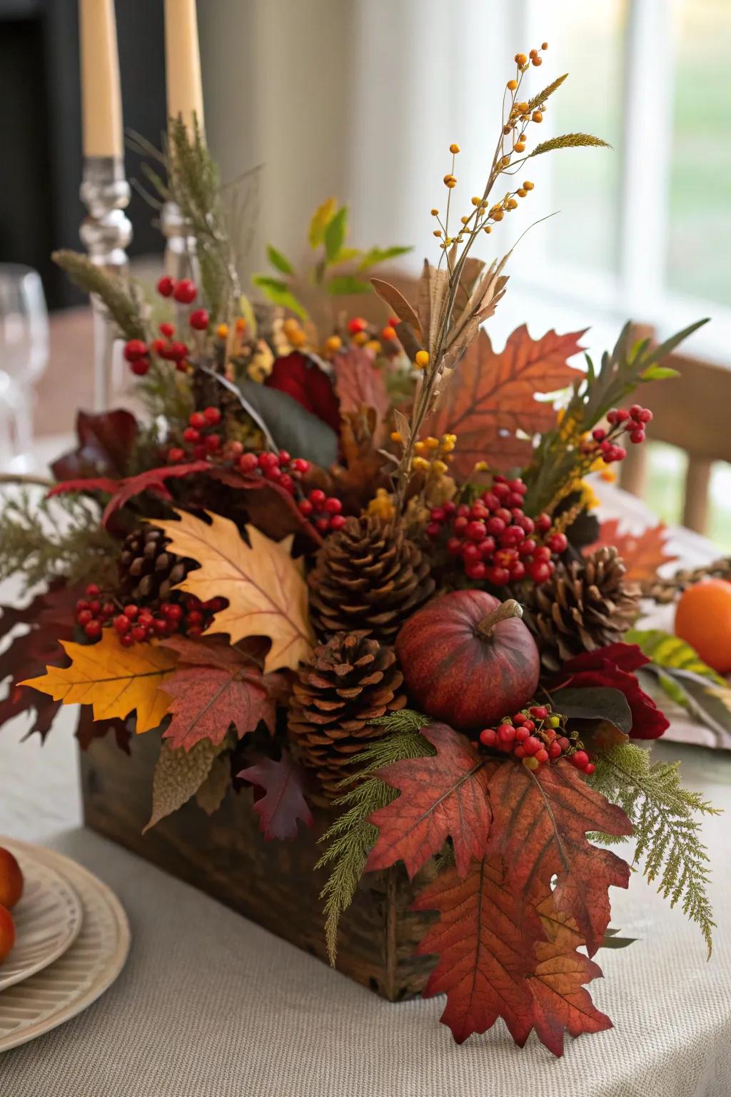 Combining various leaves adds texture and interest.