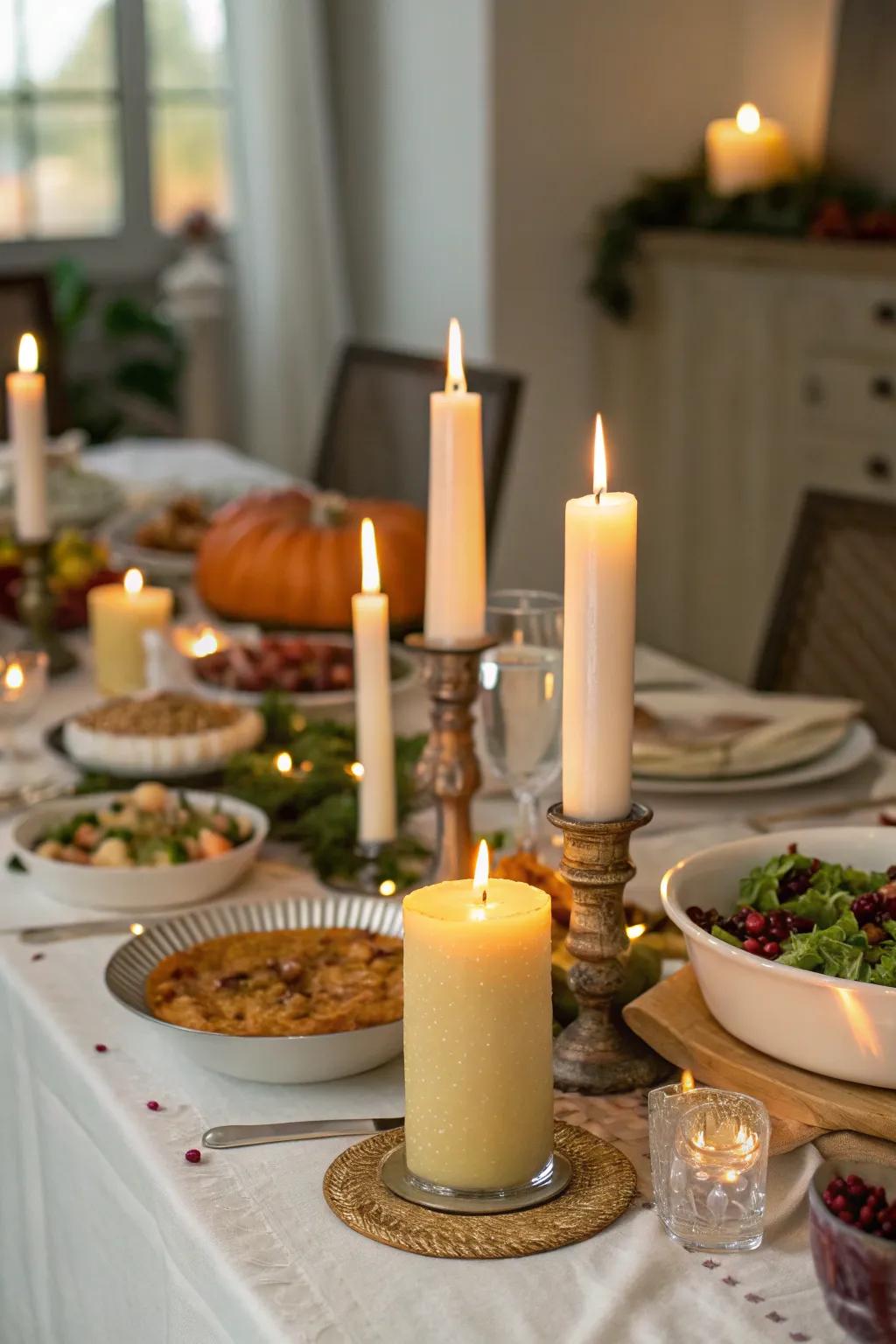 Candles add warmth and intimacy to your table.