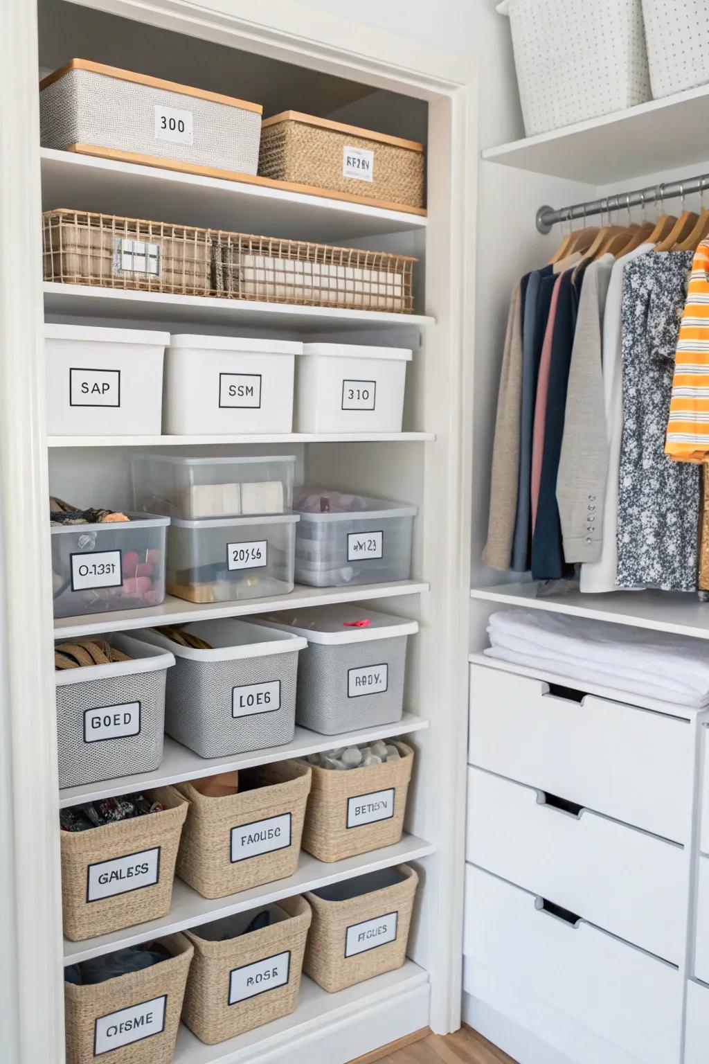 Labels keep your closet orderly and easy to navigate.