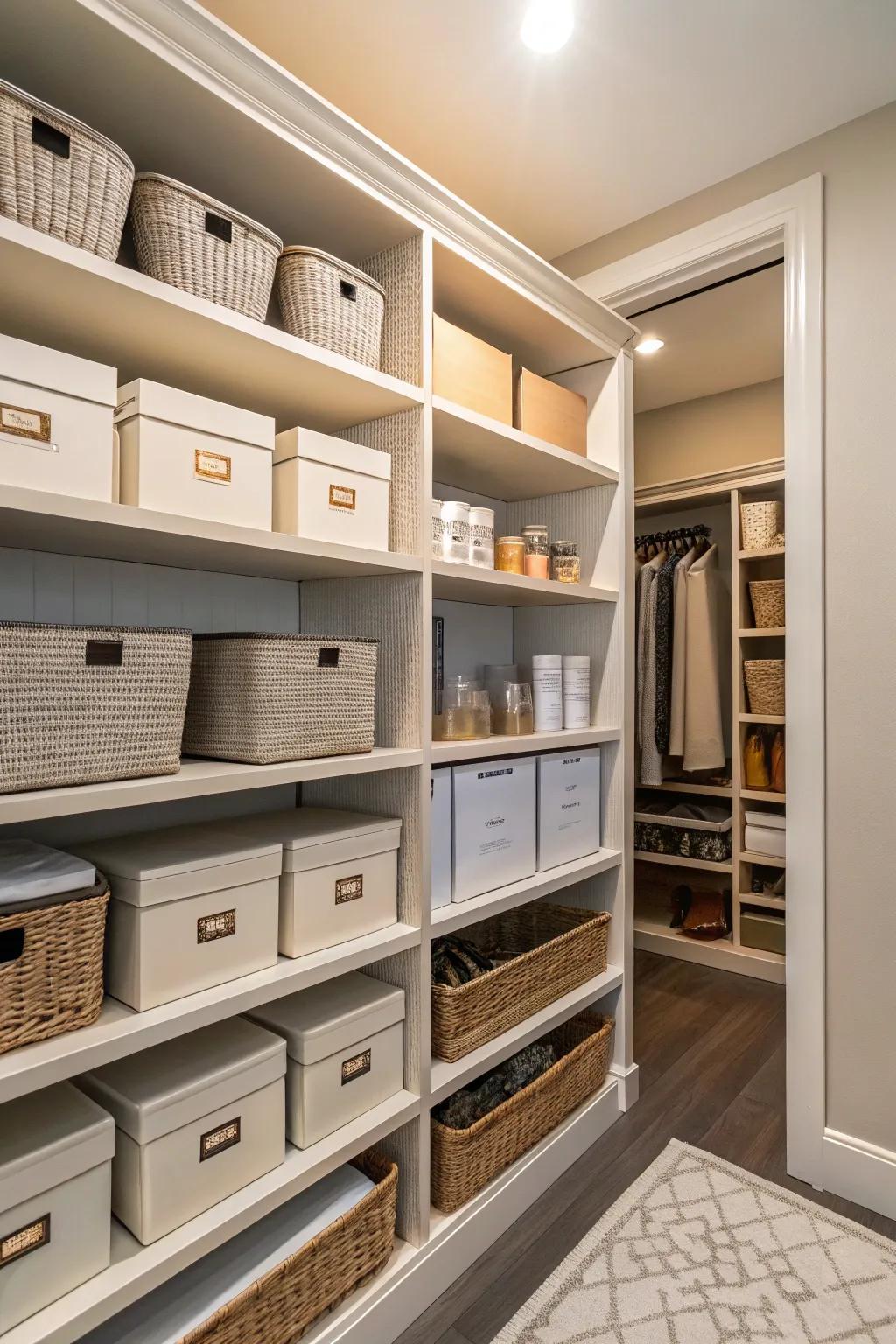 Keep seldom-used items on high shelves to free up prime space.