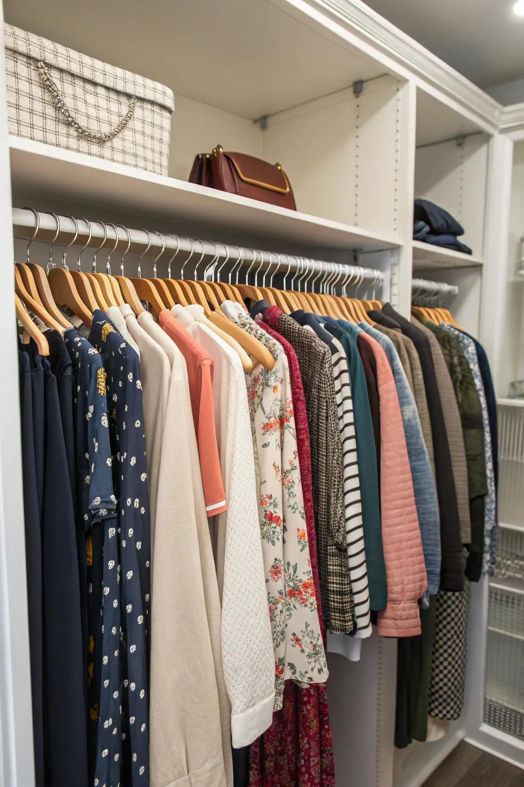 Multi-purpose hangers help you save closet space.