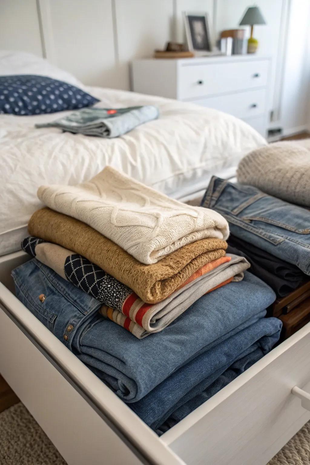 Rotate seasonal items to free up closet space.