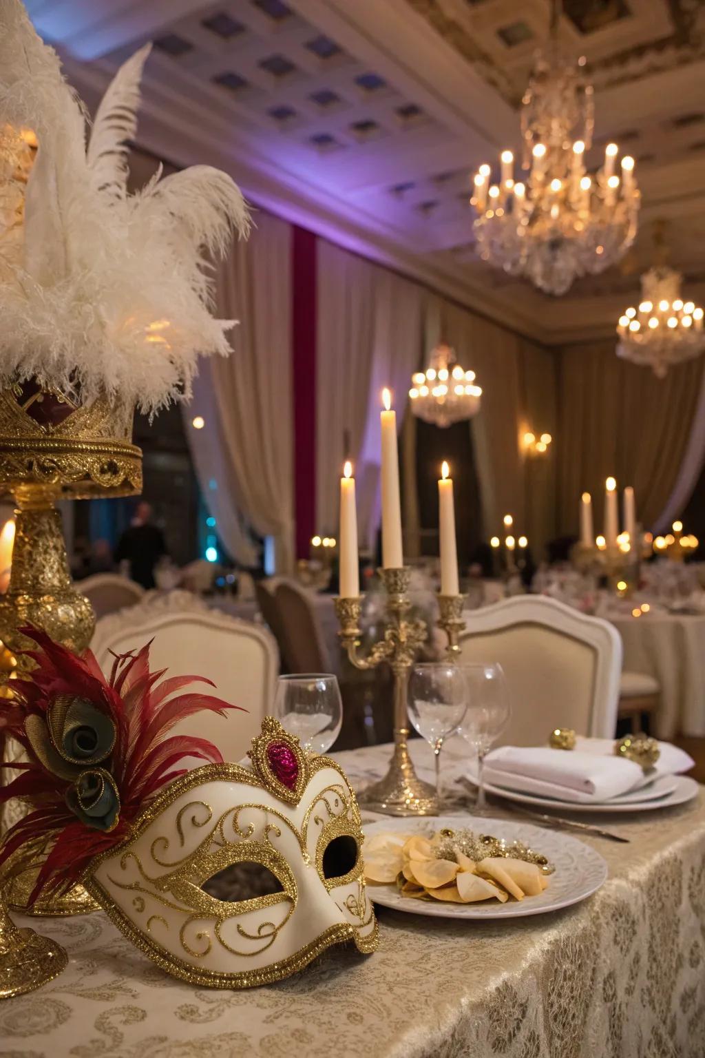 Add mystery and elegance with a masquerade-themed dinner.