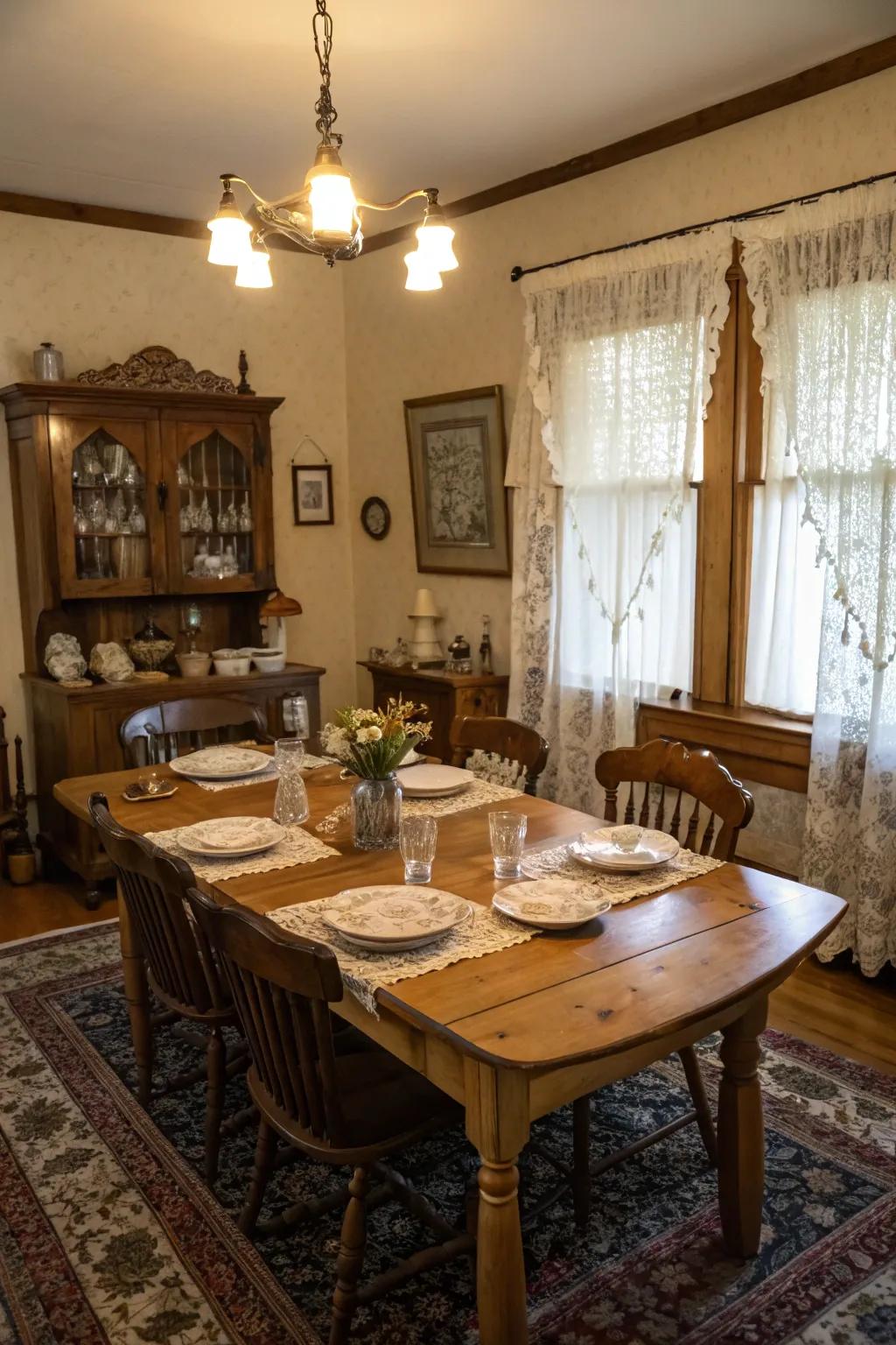 Rustic elements create a cozy and inviting dining atmosphere.