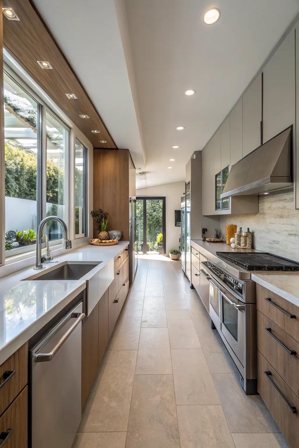 Semi-open kitchen layouts enhance flow and social interaction.