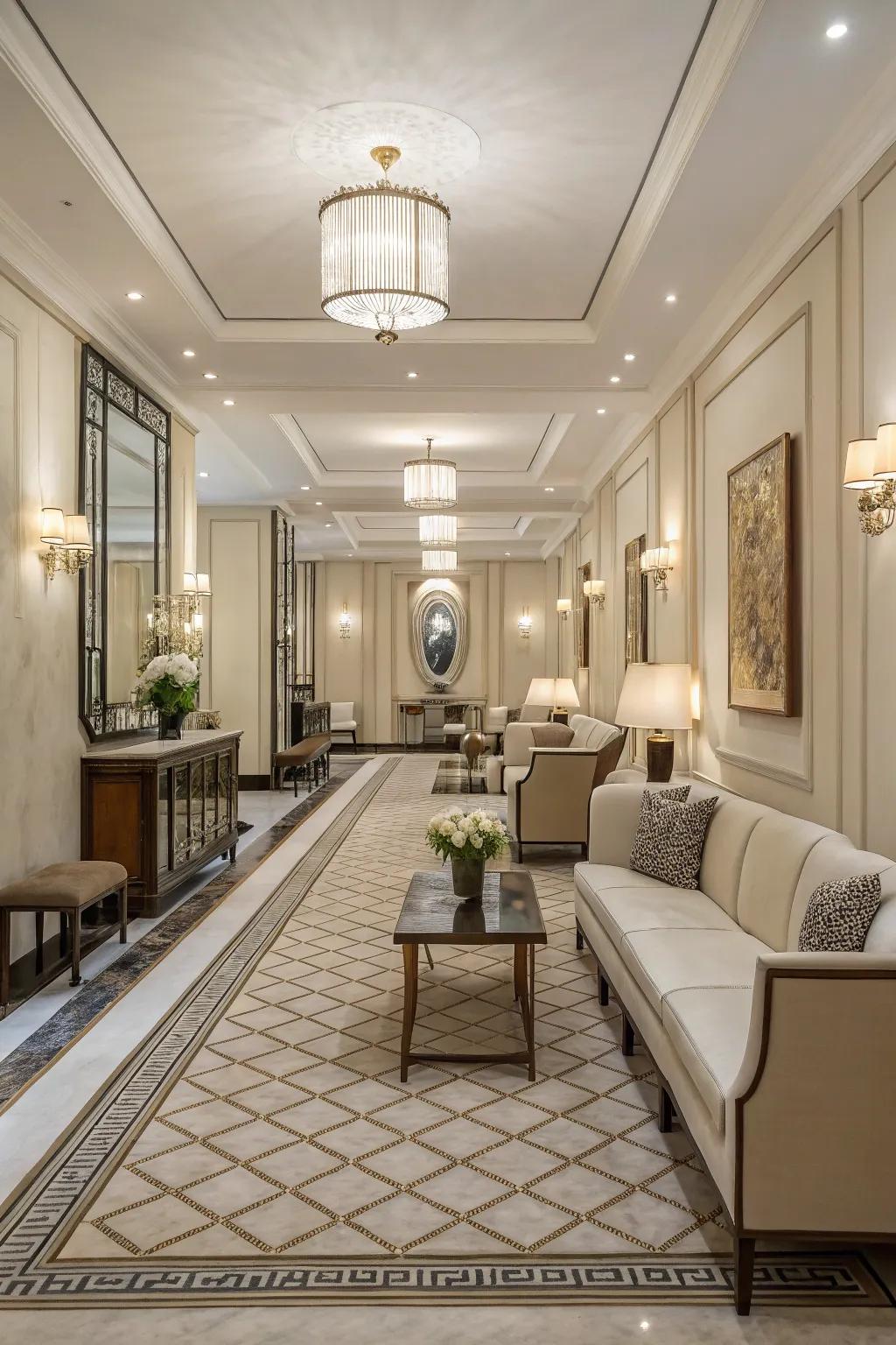 Symmetrical design creates a harmonious and balanced lounge.
