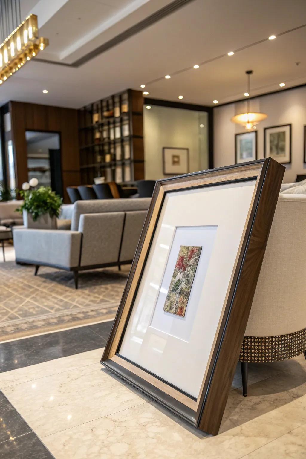 Oversized mats enhance the visual impact of framed art.