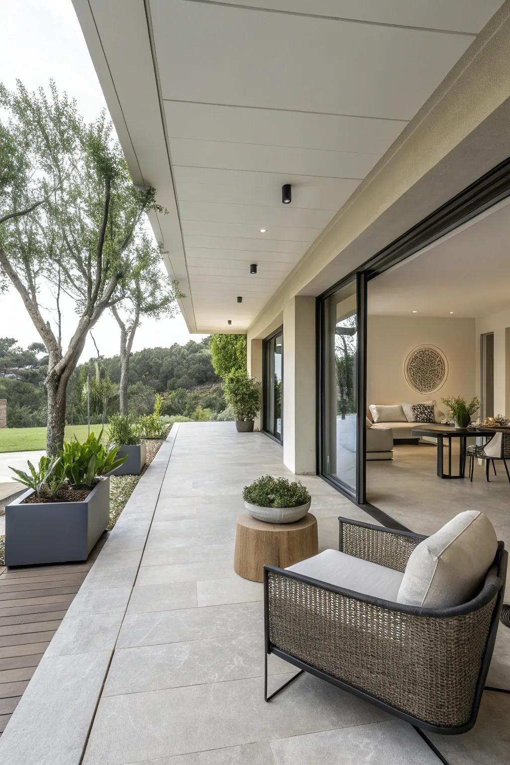 Achieve a sleek and modern patio with minimalist design.