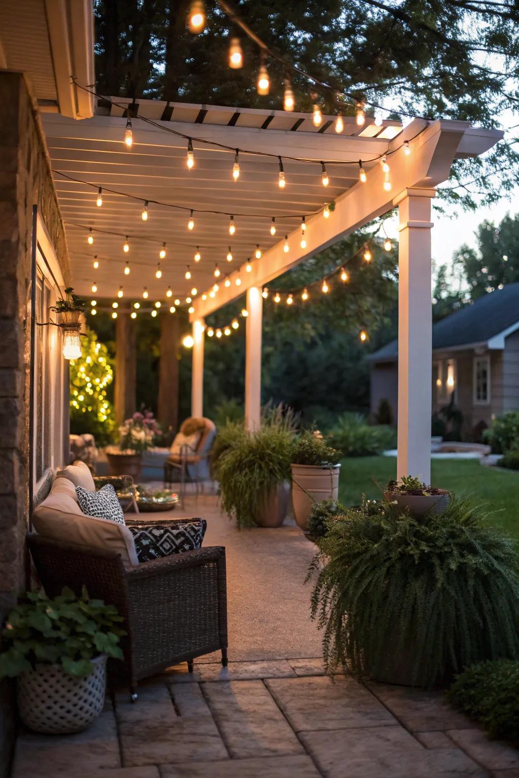 Set a captivating mood with ambient lighting on your patio.
