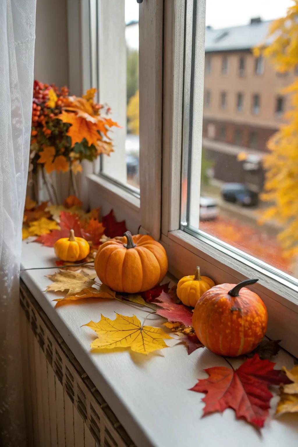 Seasonal decorations keep your windowsill fresh and festive.