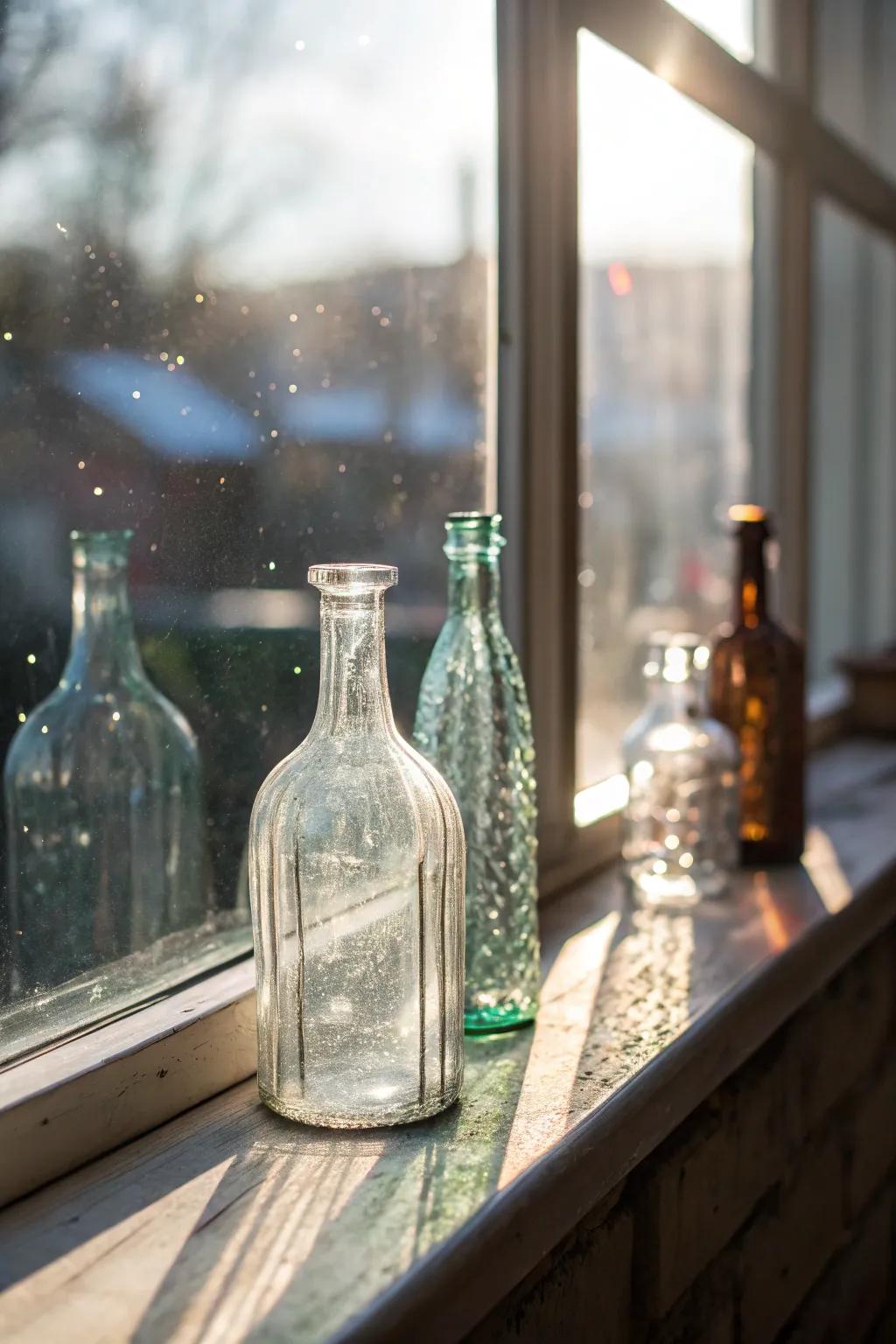Clear glassware adds elegance and brightness to your windowsill.