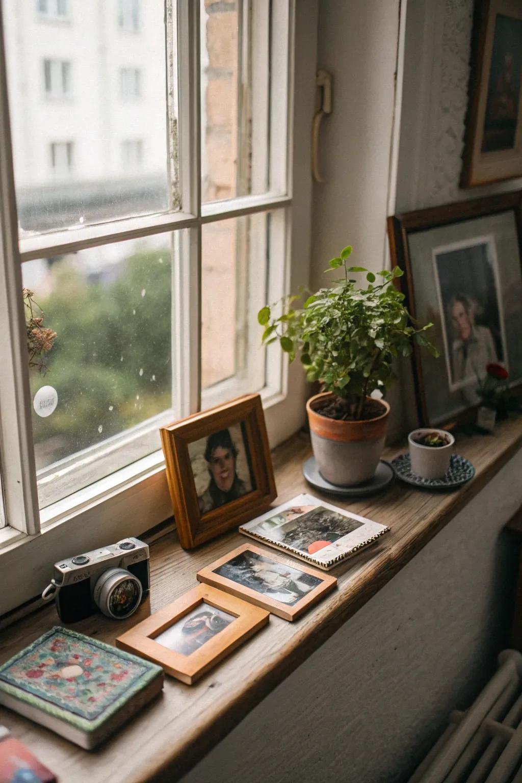 Personal keepsakes make your windowsill uniquely meaningful.