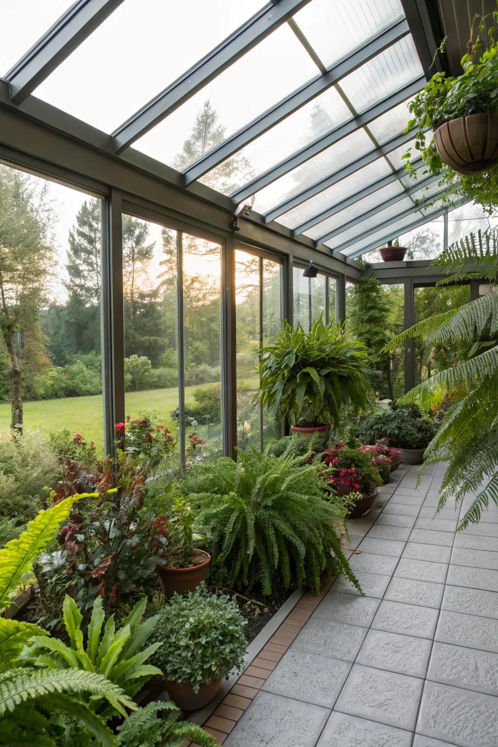 Cultivate a thriving greenhouse environment within your patio enclosure.