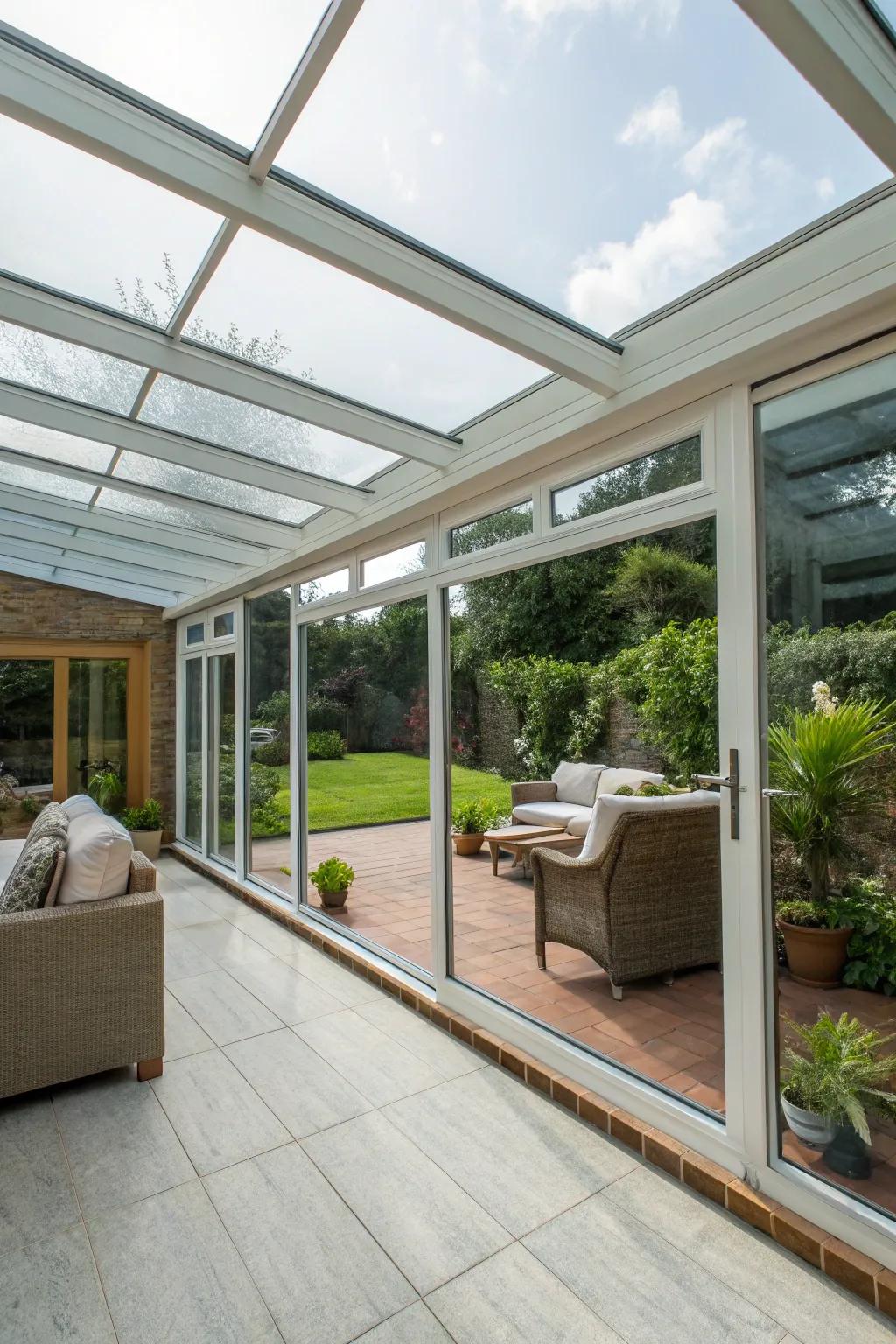 Create fluid transitions between indoor and outdoor spaces with glass.