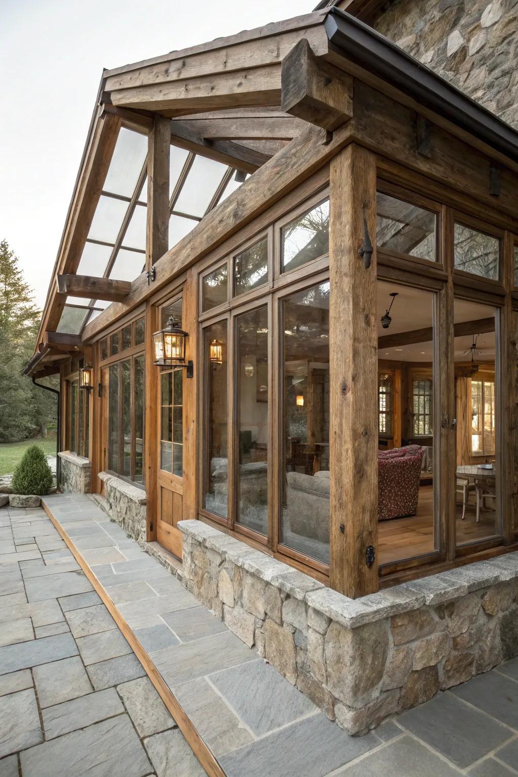Incorporate rustic features like exposed beams and stonework.