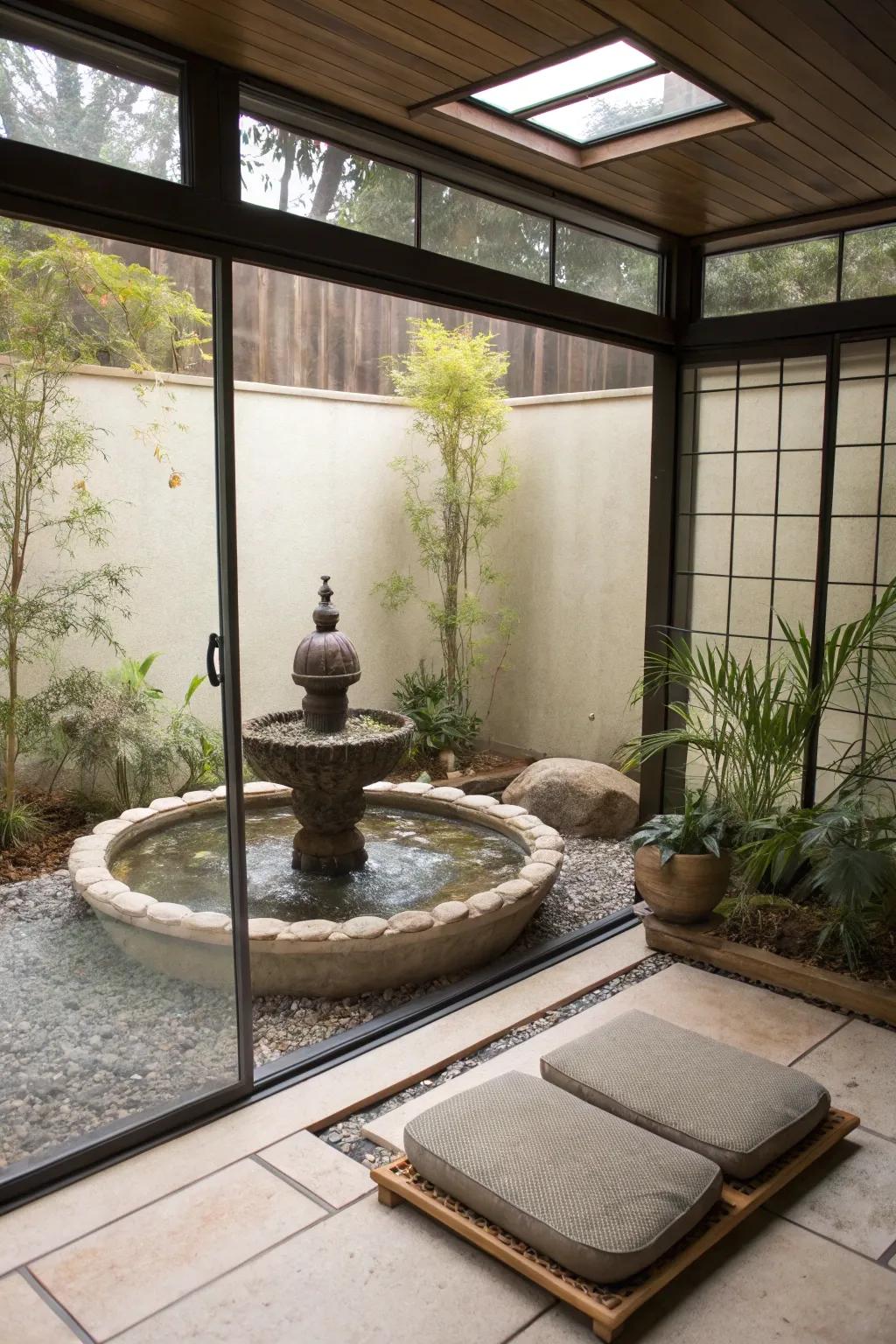 Design a calming Zen space with natural and soothing elements.