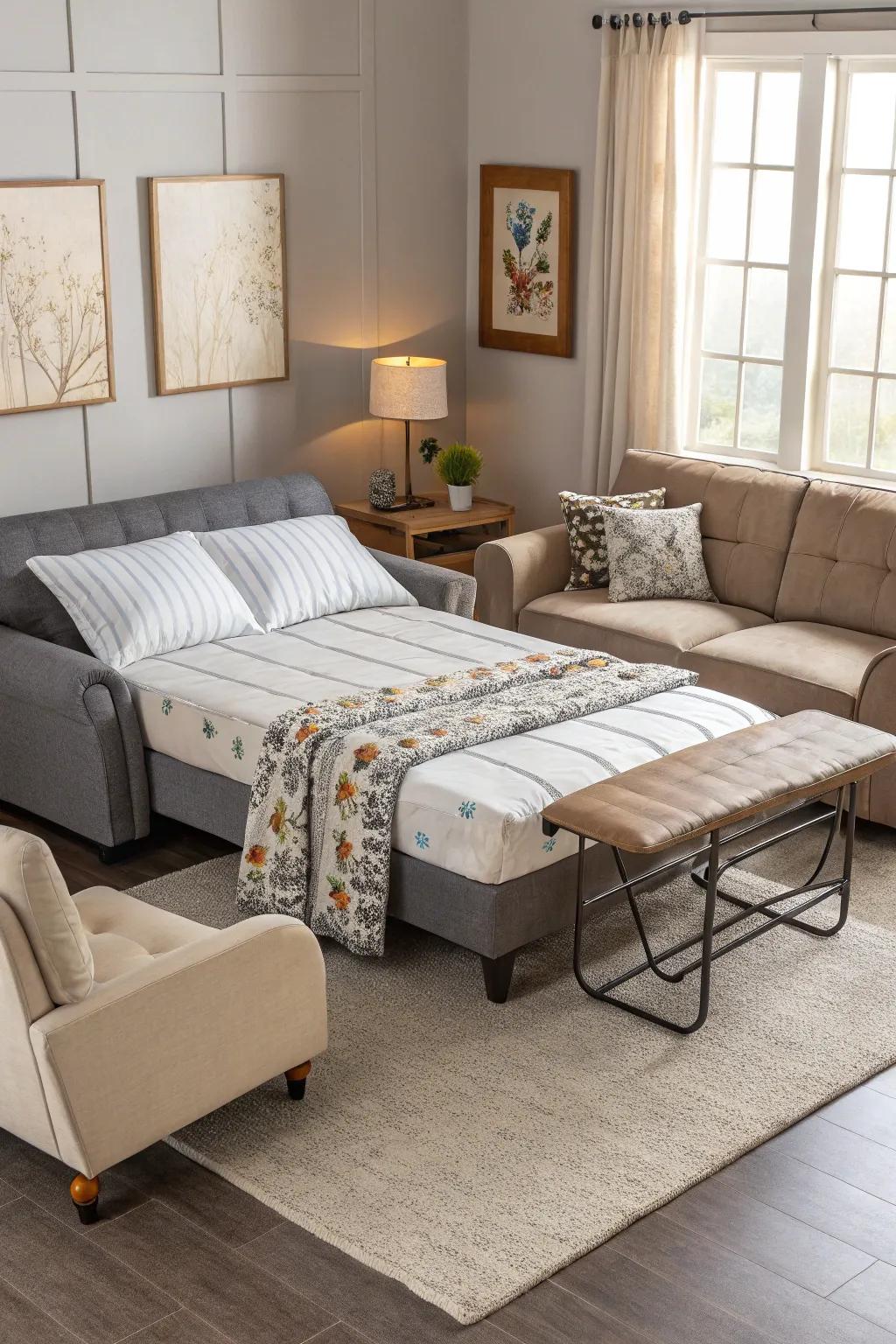 Flexible furniture arrangements enhance usability.