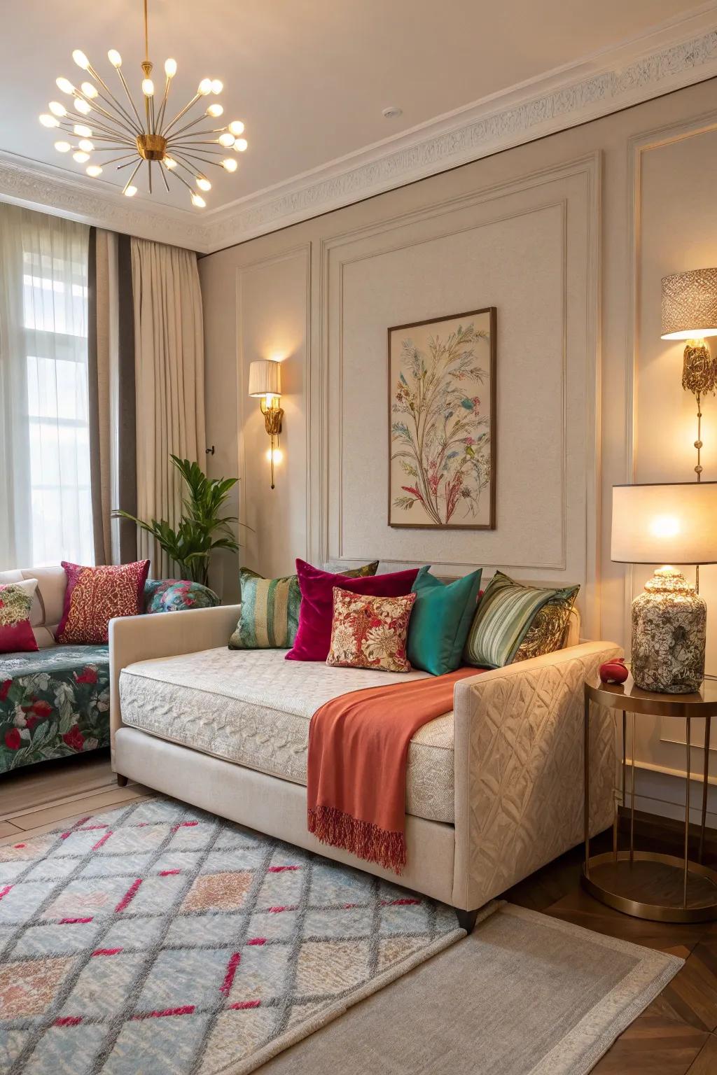 Decorative accents enrich your sofa bed's appeal.