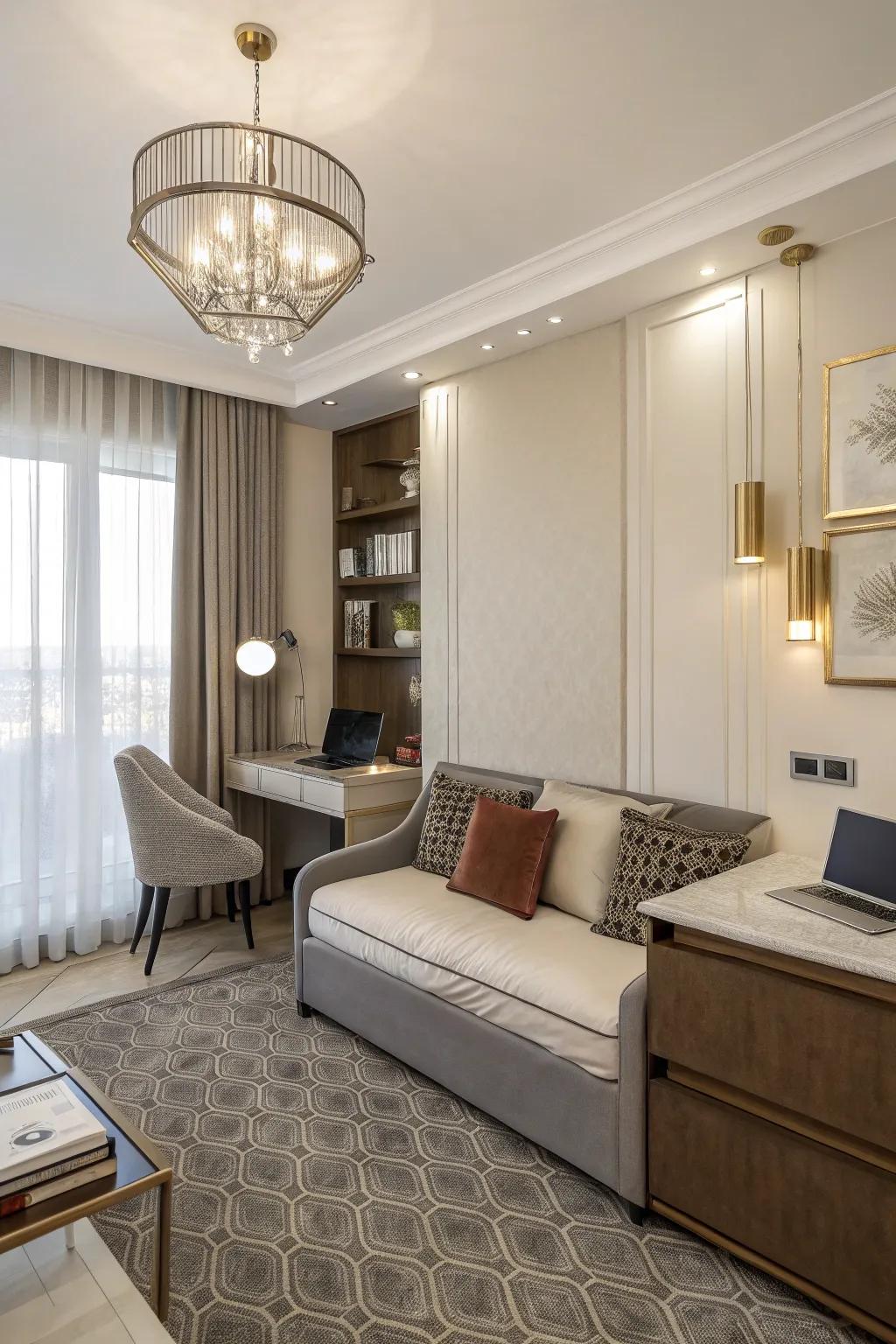 A multifunctional space blending work and relaxation.