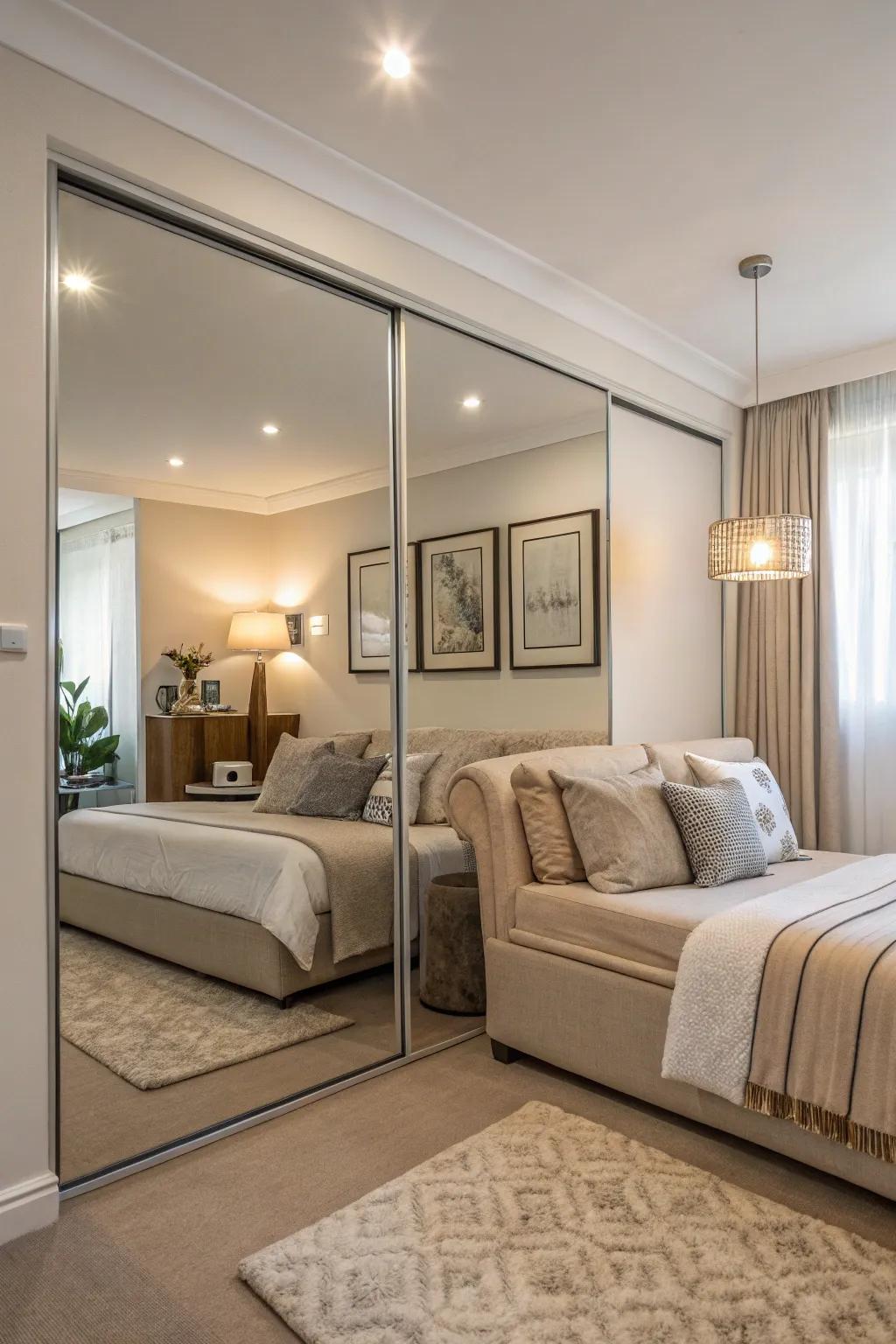 Mirrors visually enlarge and brighten rooms.