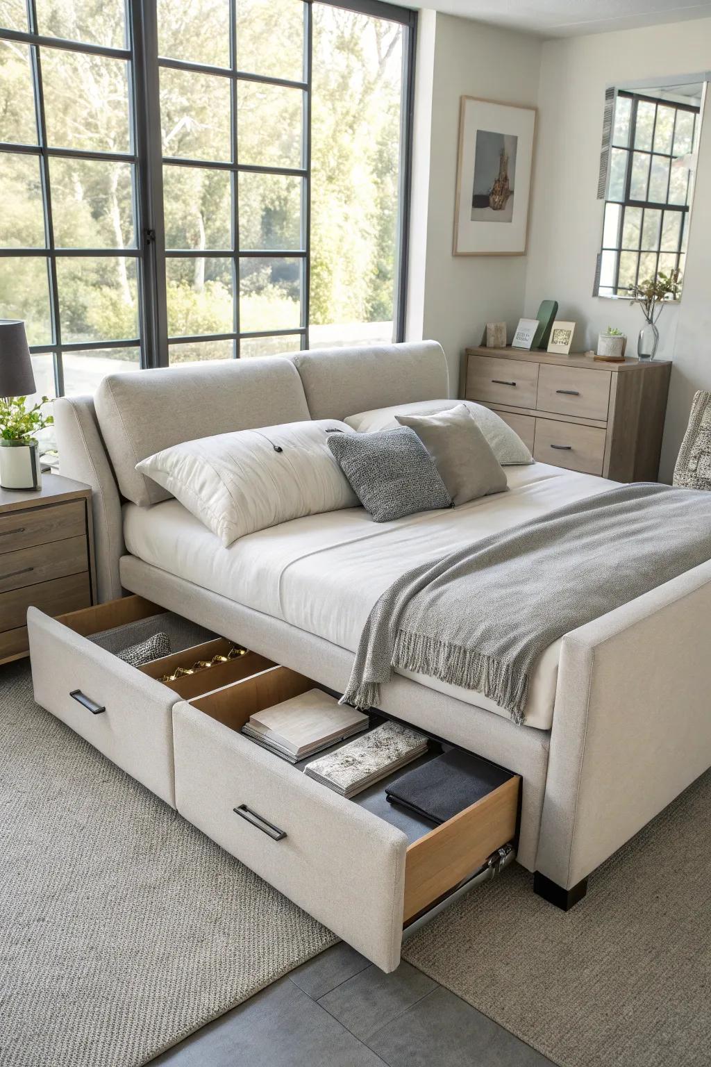 Innovative storage keeps your bedroom organized.