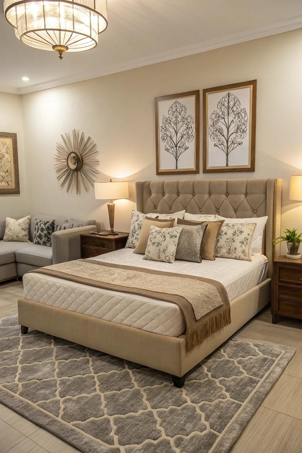 Symmetrical decor creates harmony and balance.