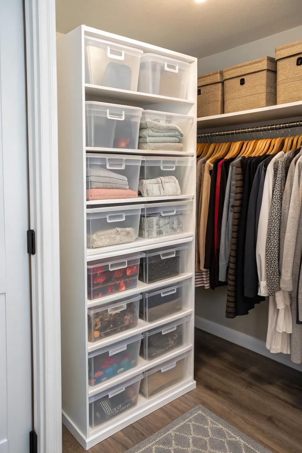 See everything at a glance with transparent bins.