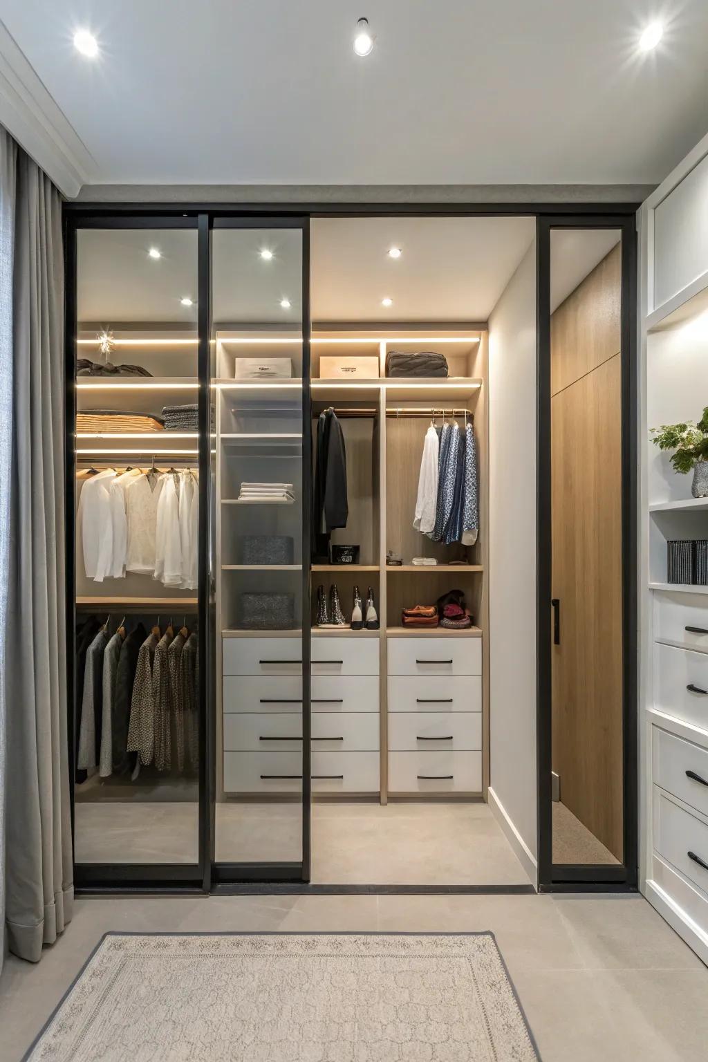 Sliding doors add both style and functionality.