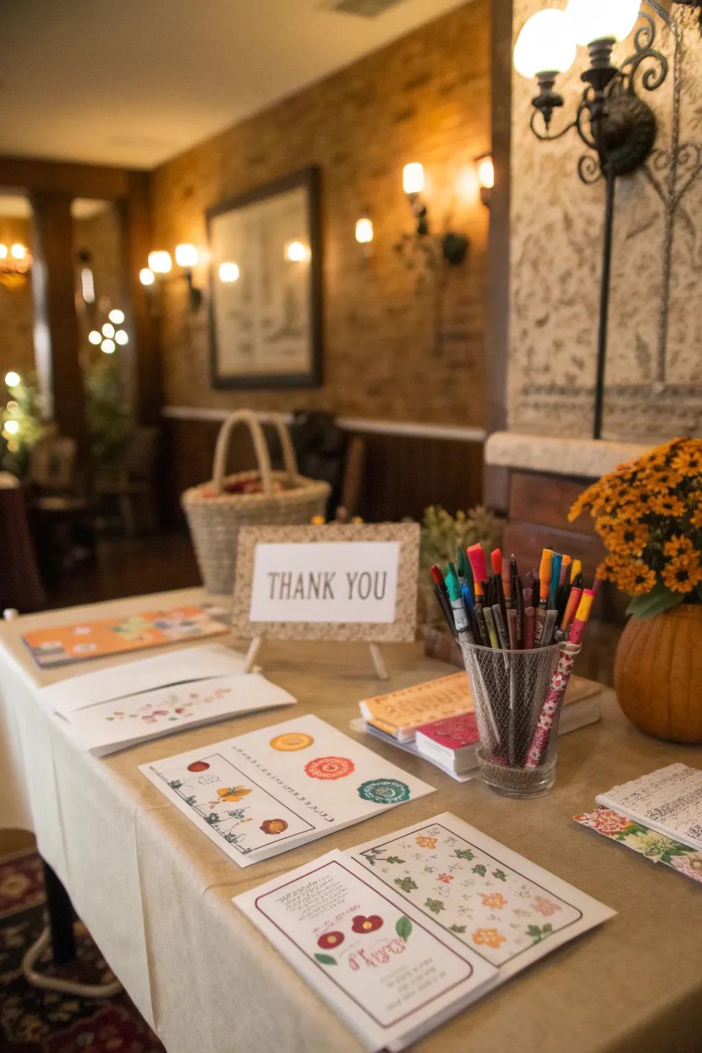 Crafting'Thank You' cards to share appreciation with loved ones.