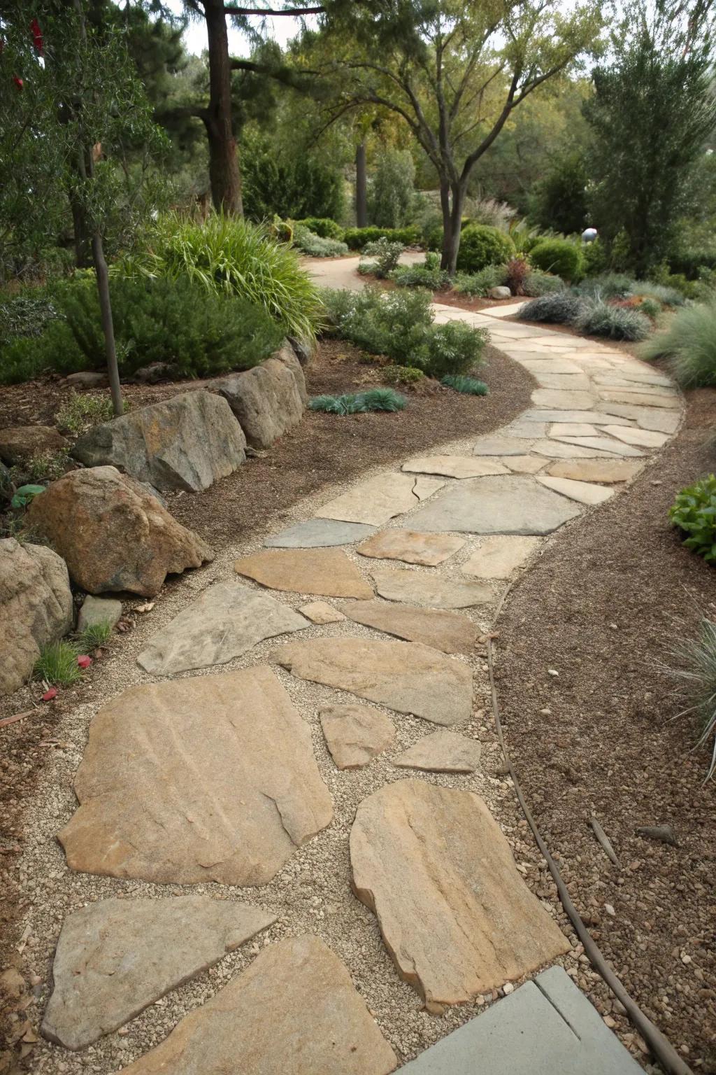 Smooth and compact decomposed granite between flagstones.