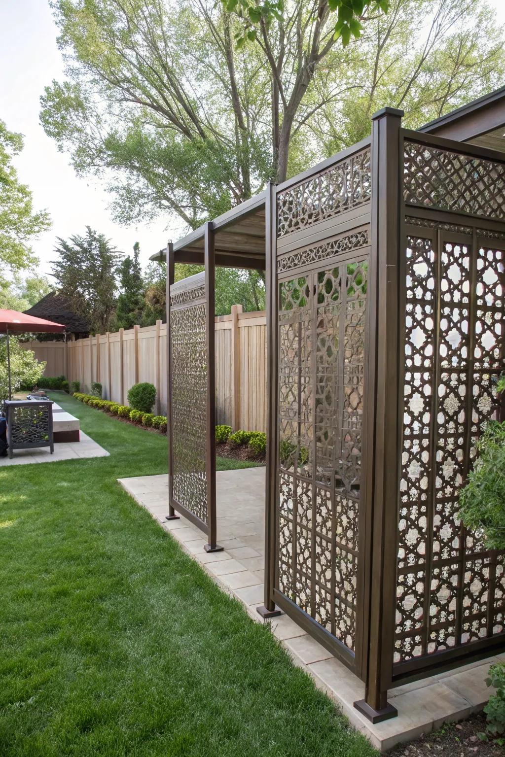 Privacy panels combine aesthetics with effective screening.