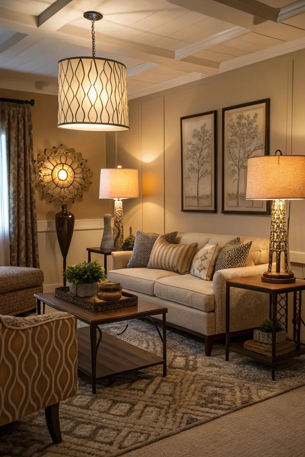 Room featuring layered lighting for adaptable ambiance.