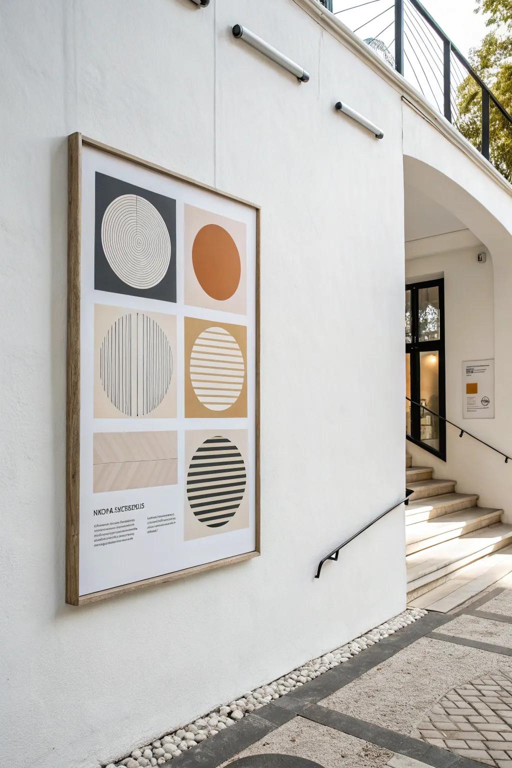 Minimalist posters create calm and simplicity.