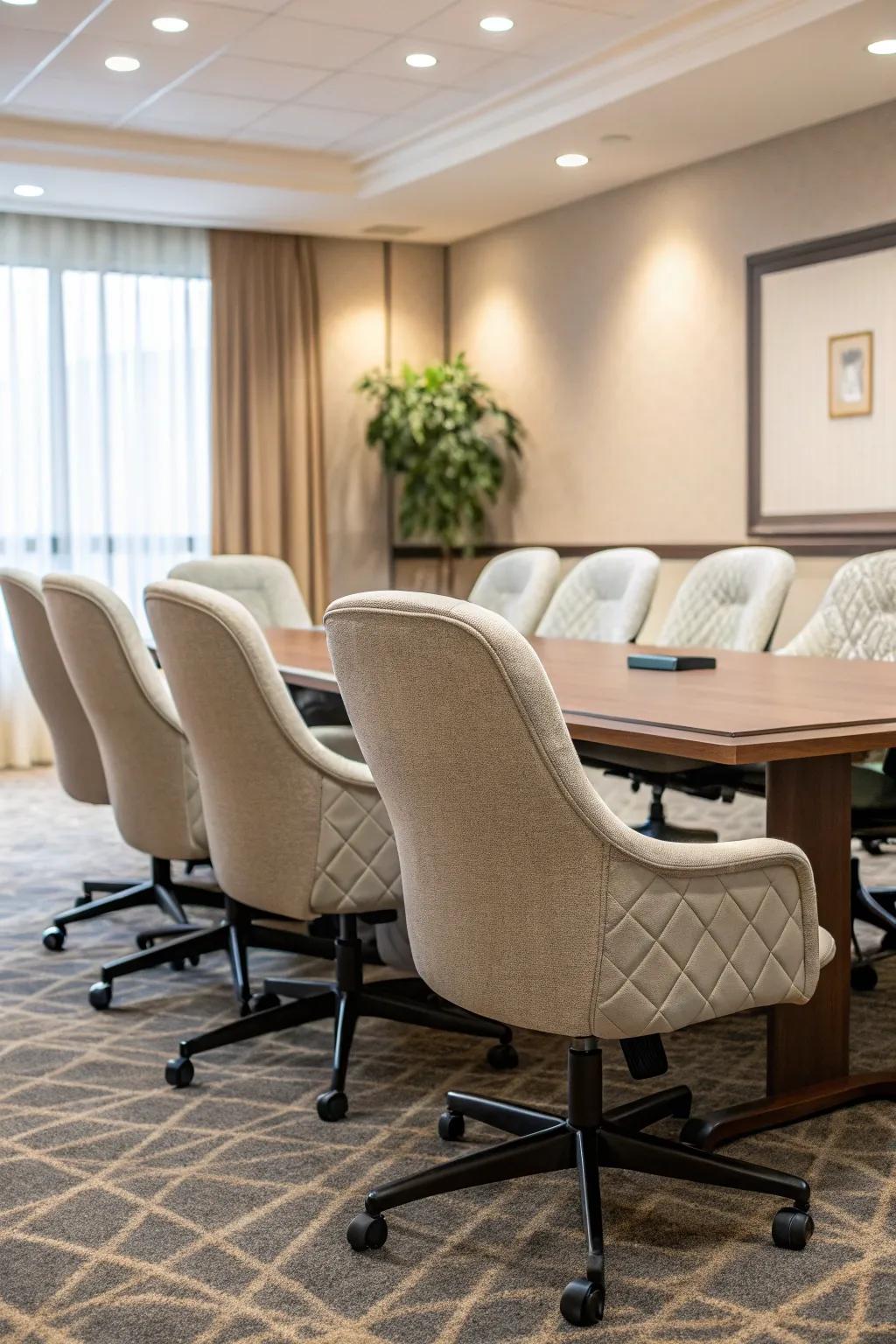 Ergonomic chairs ensure comfort during lengthy discussions.