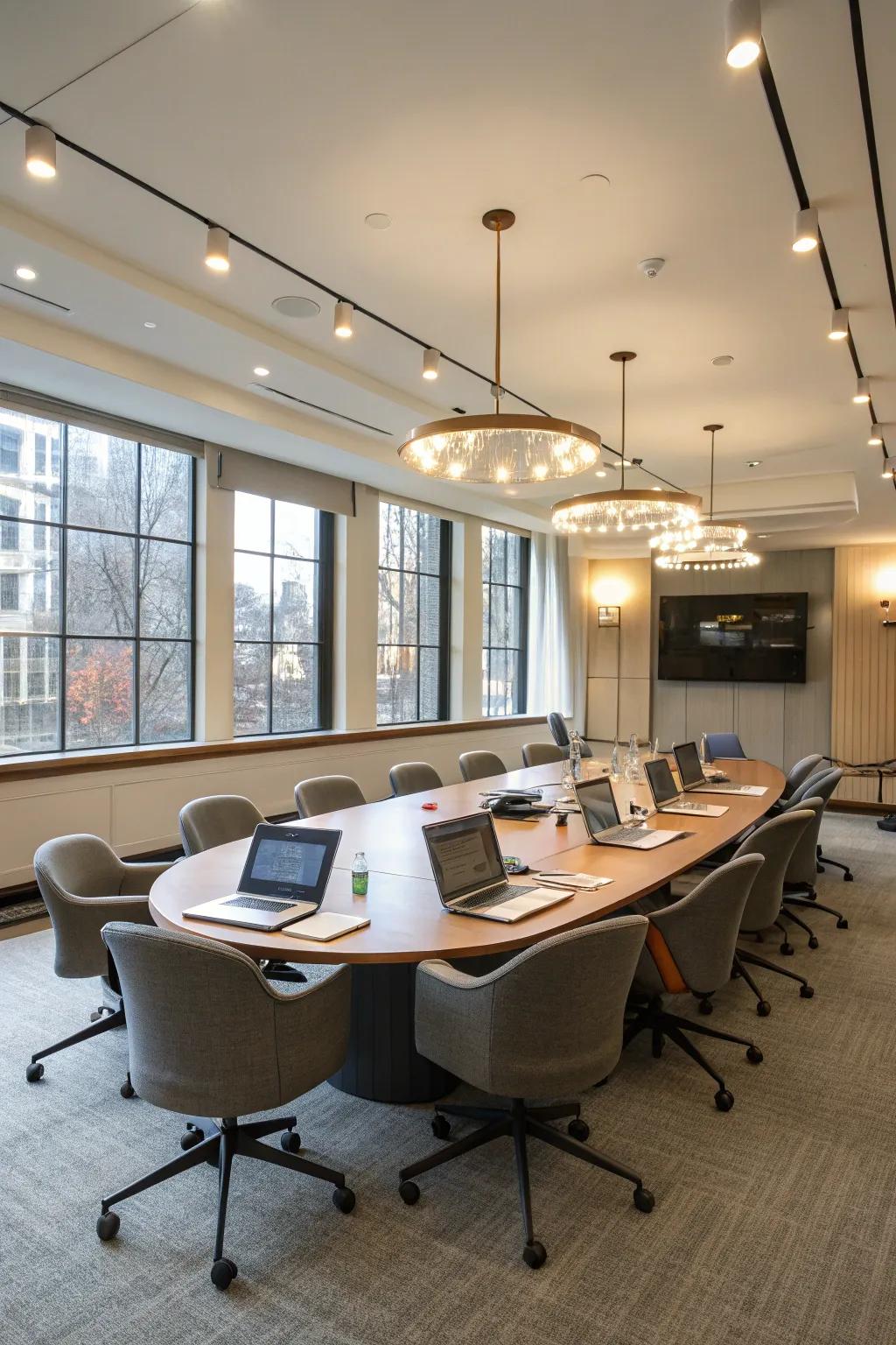 Oval tables are ideal for collaborative and inclusive meetings.