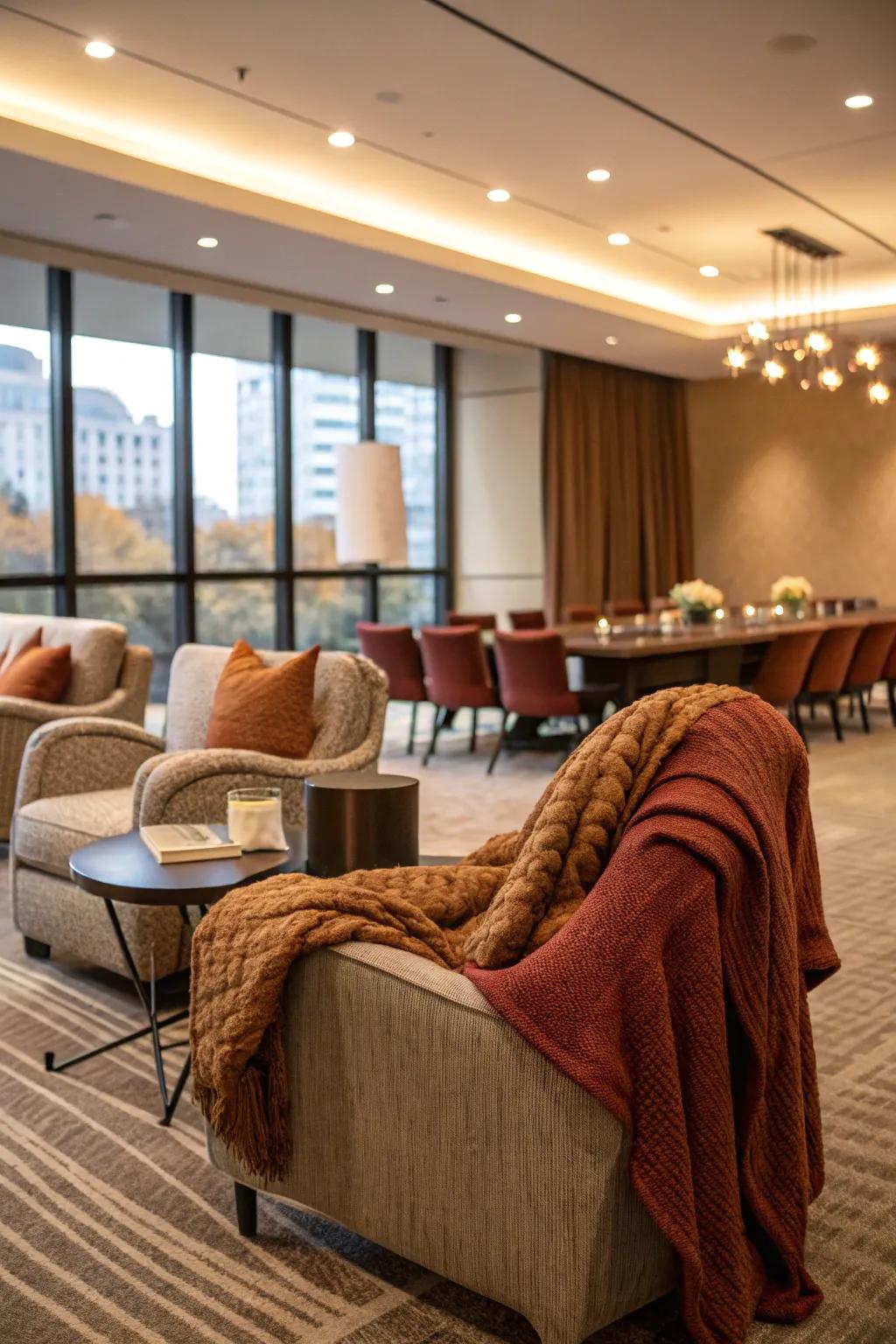 A lounge area fosters informal and creative discussions.