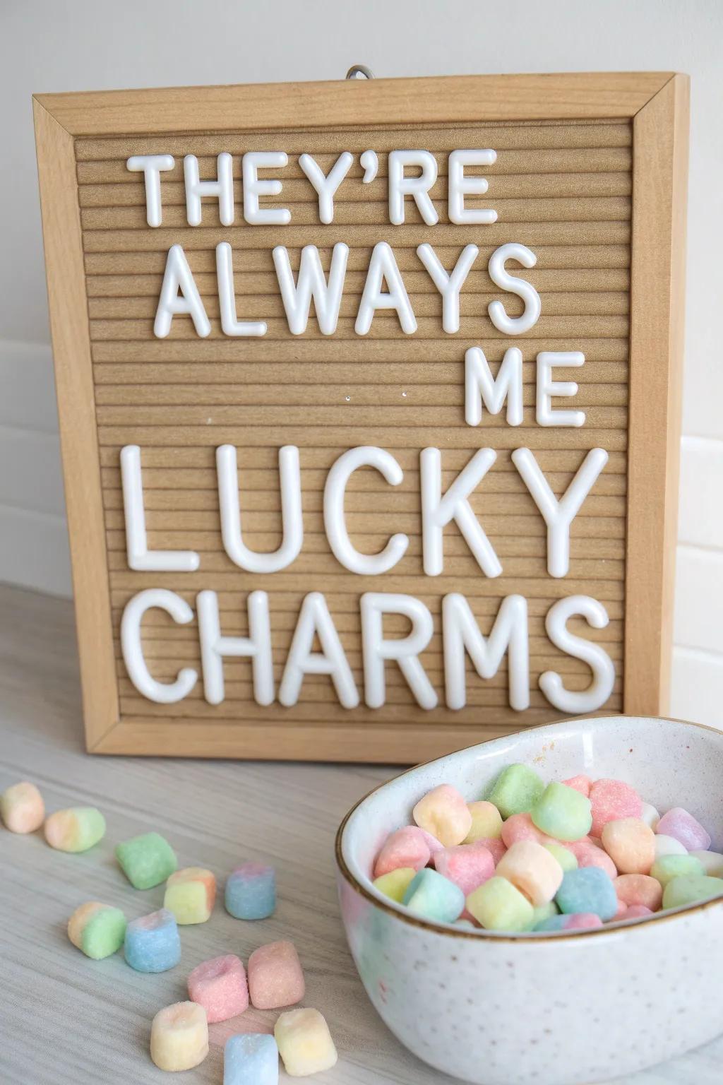 A lighthearted letter board referencing a classic phrase with a St. Patrick's Day twist.