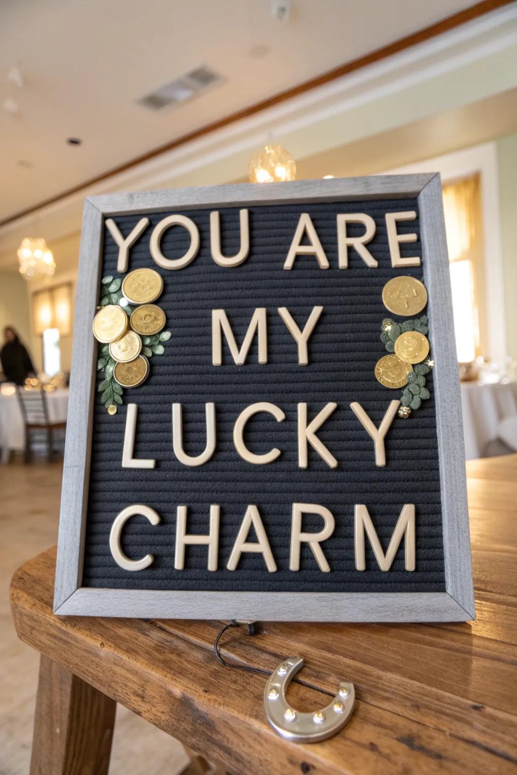 A heartfelt letter board message spreading love and luck.