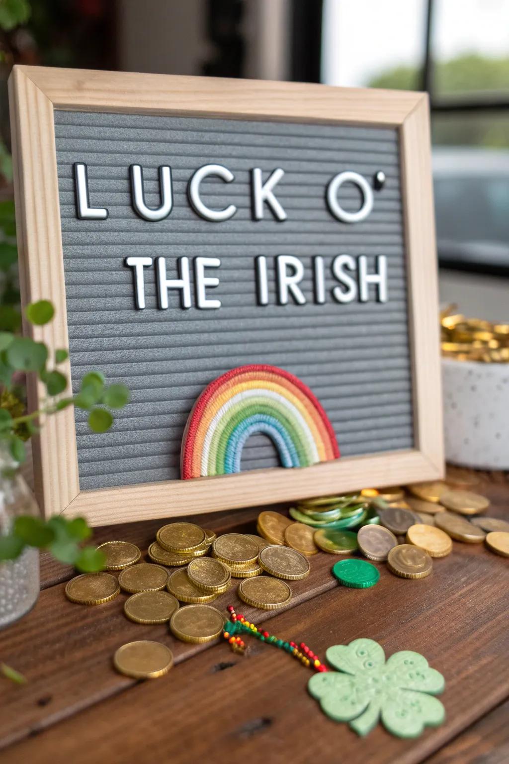 A timeless letter board phrase celebrating Irish luck and heritage.