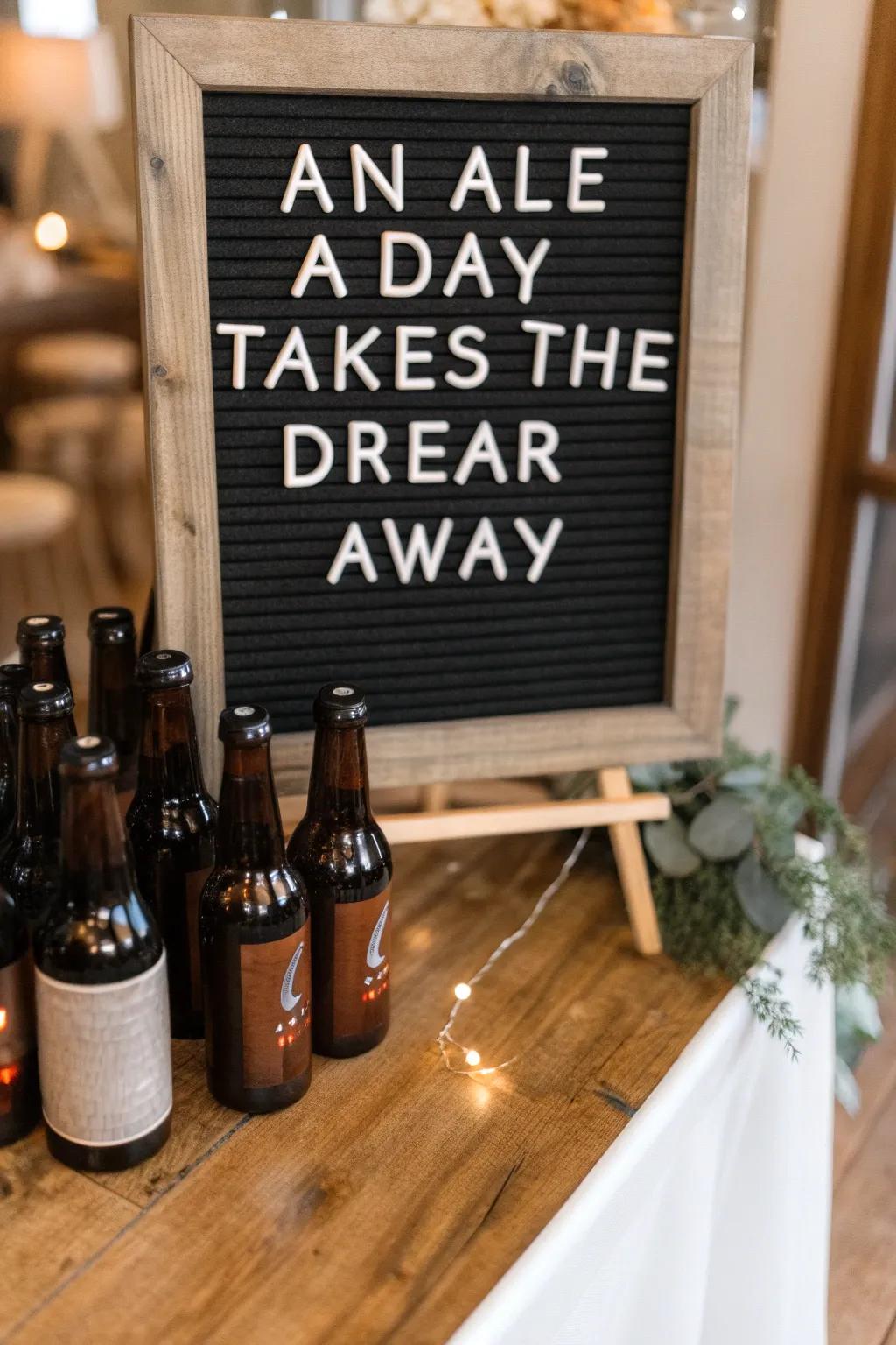 A cheerful letter board celebrating craft ales and good times.