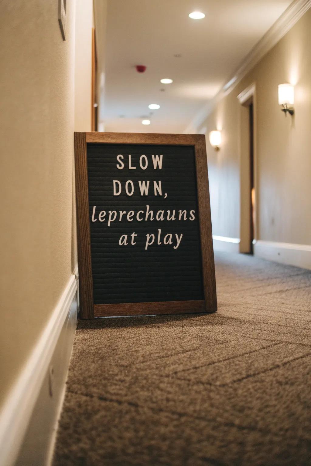 A whimsical letter board encouraging mindfulness and fun.