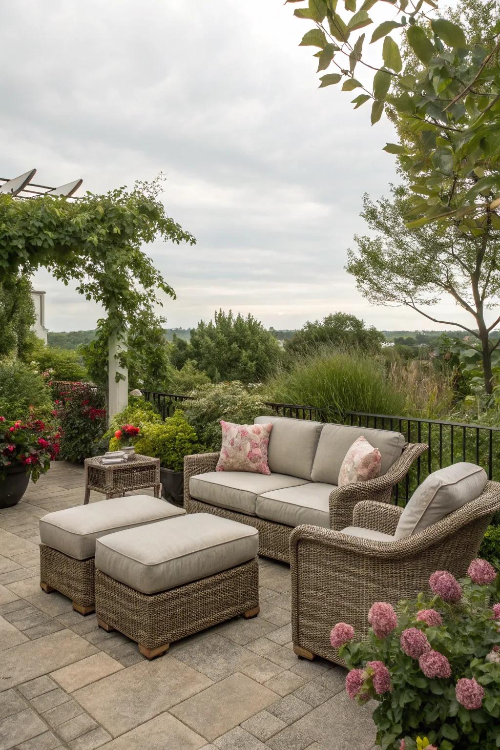 An outdoor ottoman enhancing the comfort and style of a patio.