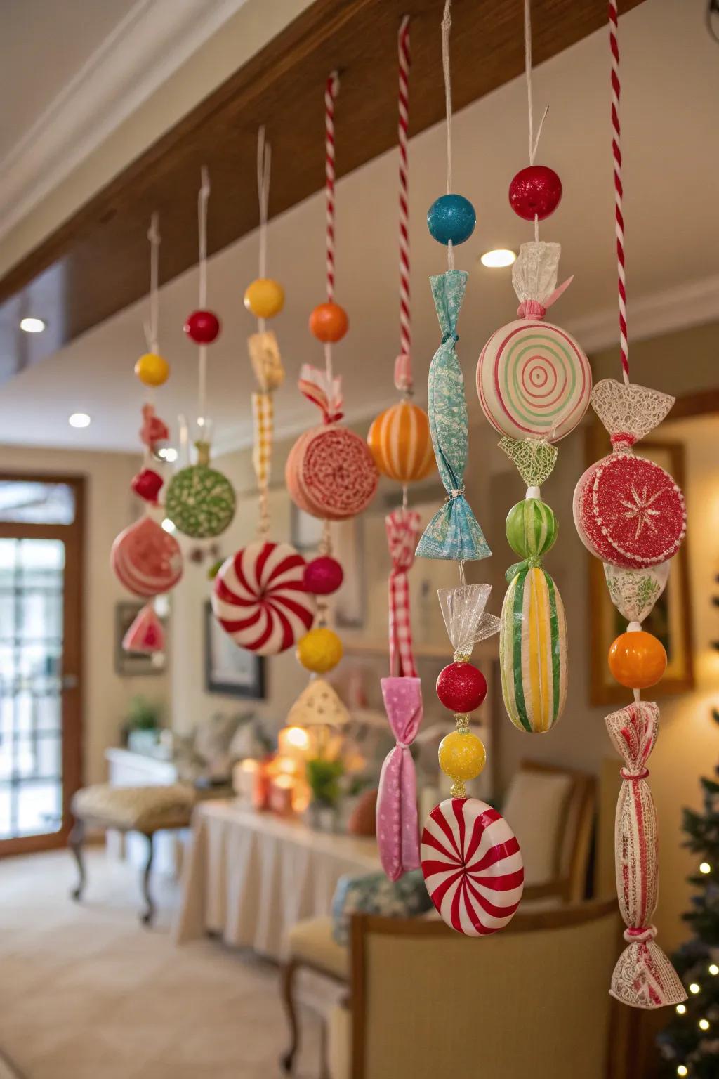 Handmade candy ornaments add a unique touch to your decor.