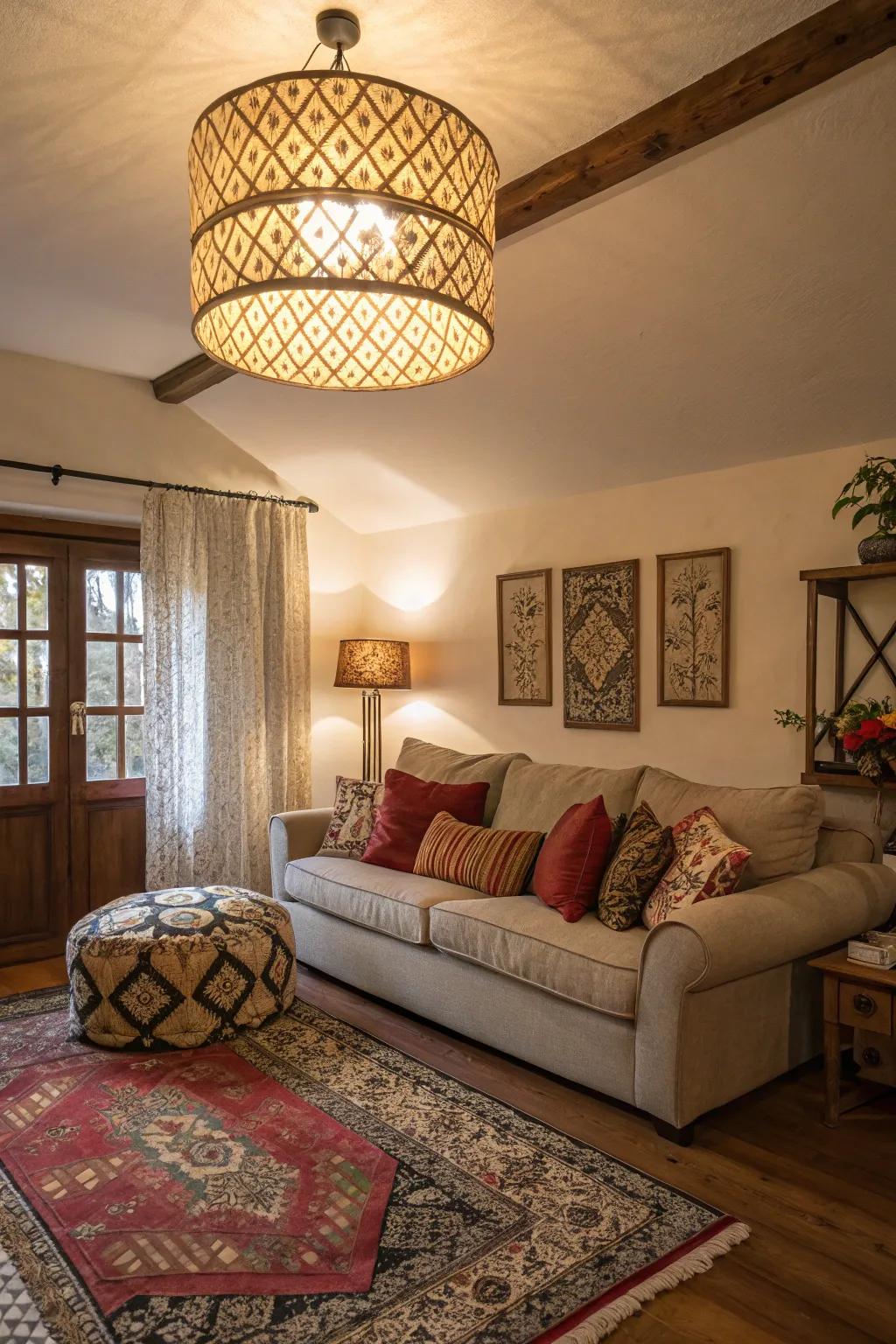 Fabric shades create a warm and inviting glow.