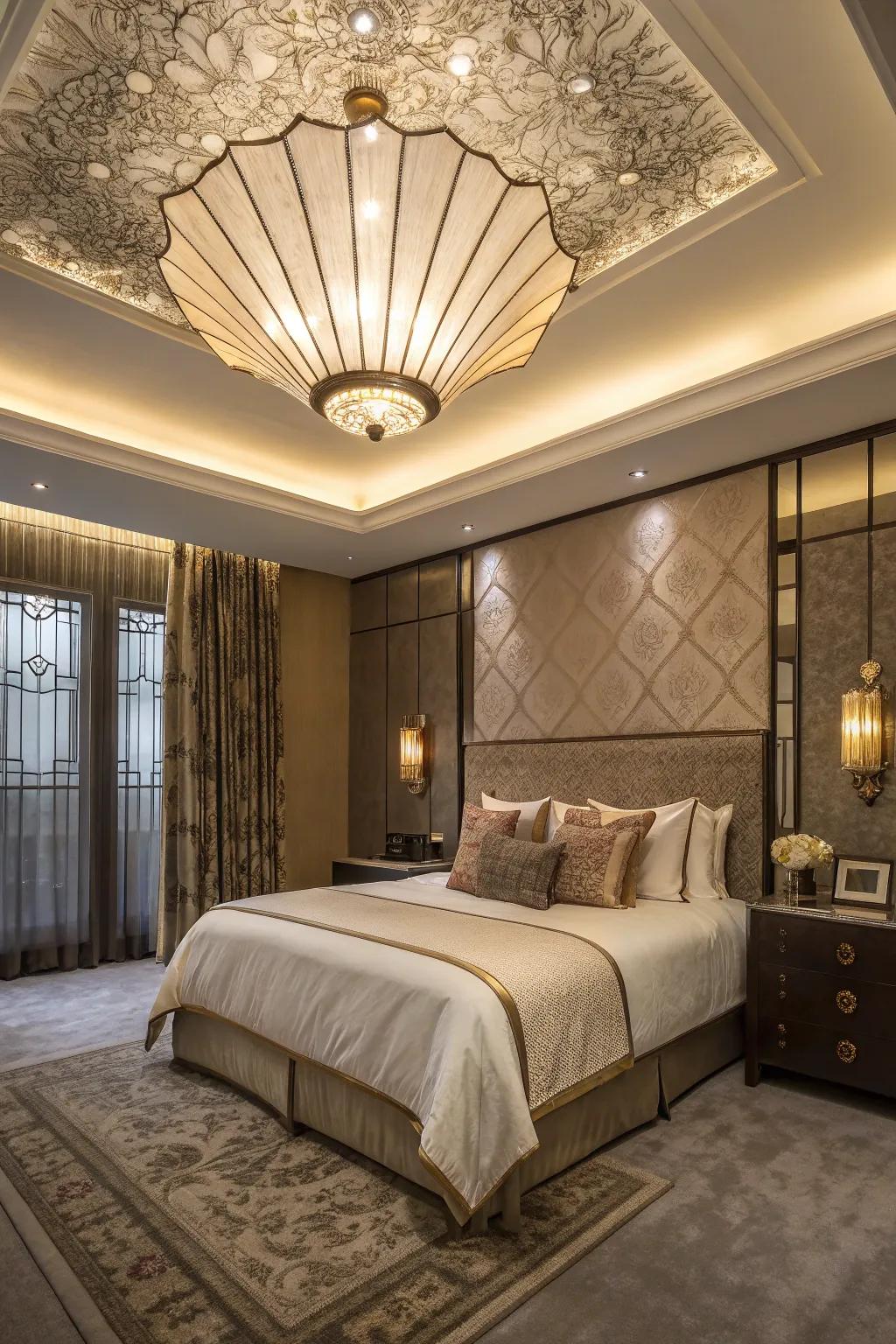 Art Deco lighting adds luxury and sophistication.